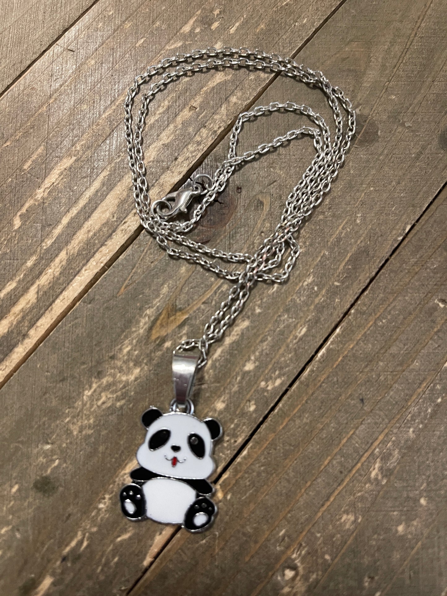 Adorable Panda Pendant on a Silver Chain NecklacePink tiful of LOVE