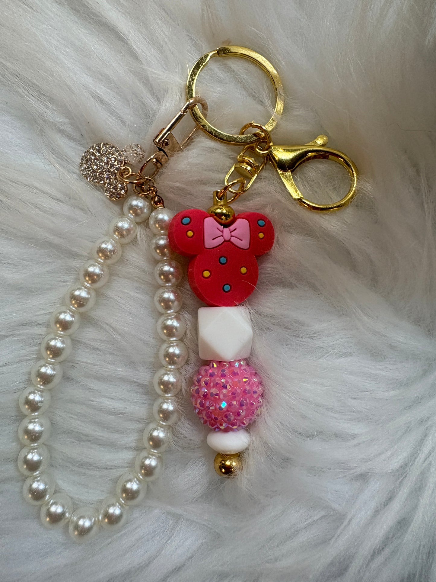 Pretty in Pink Pearl Wristlet Keychain
