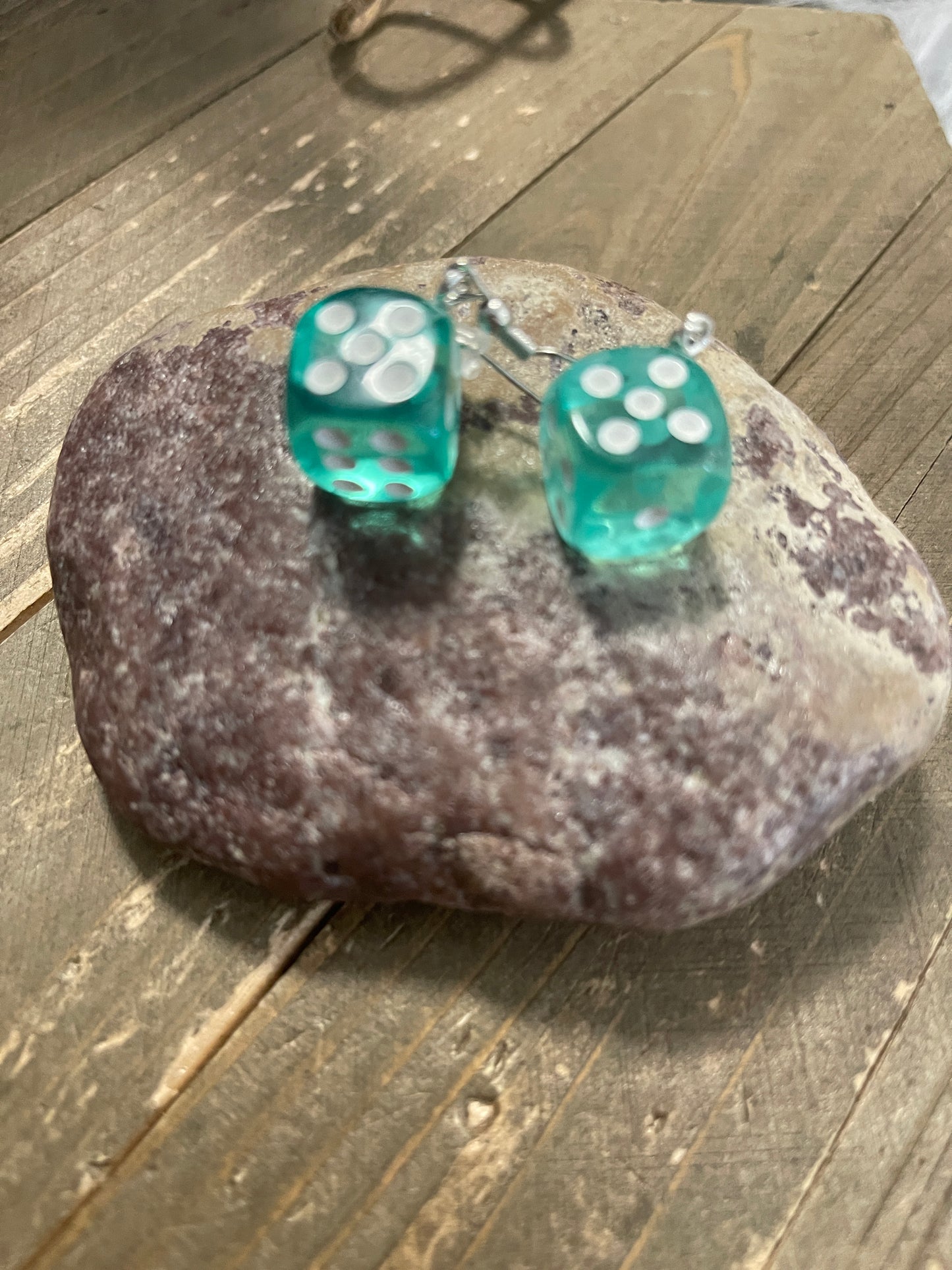 Dice-Green Translucent Wire EarringsPink tiful of LOVE