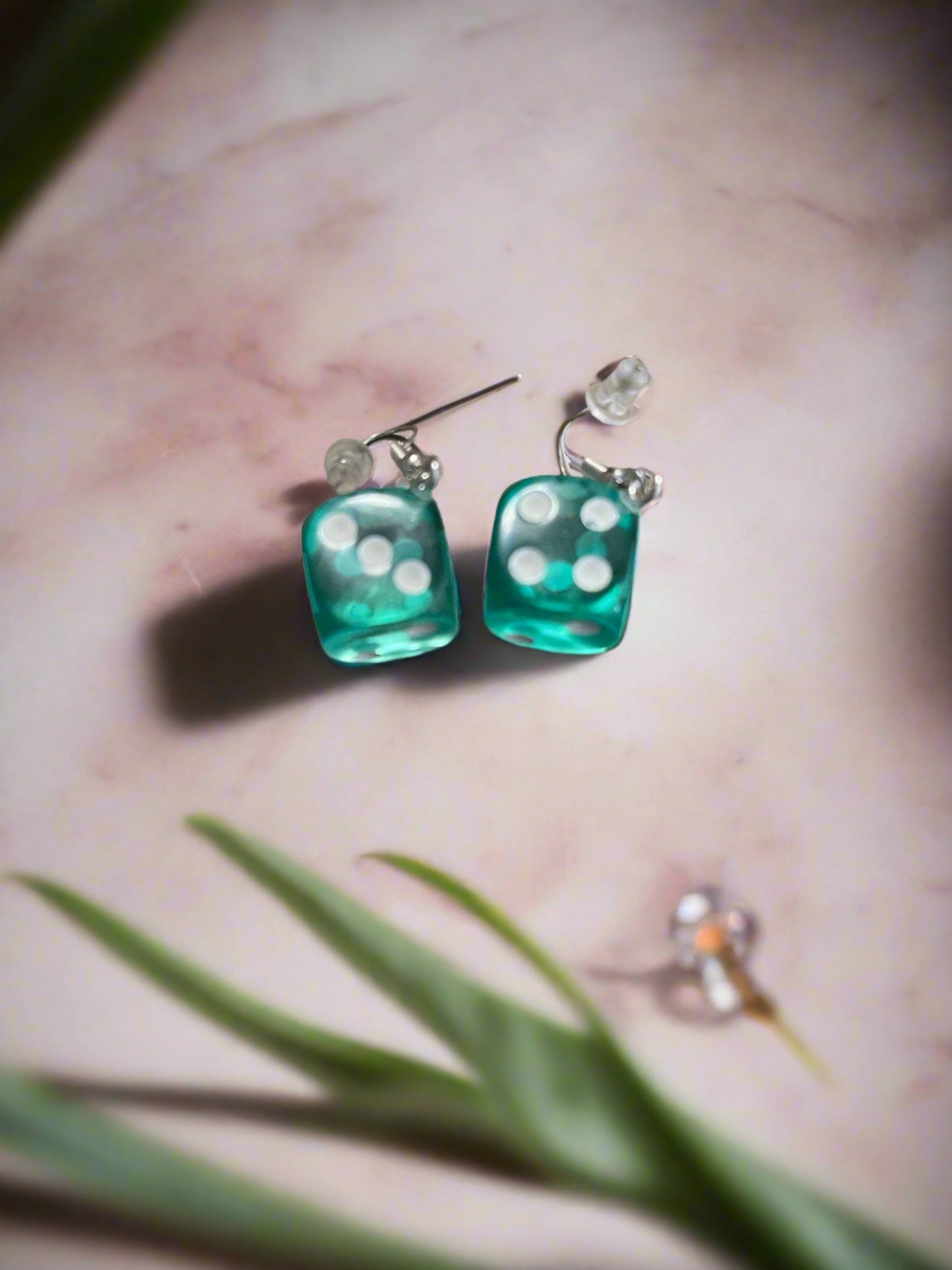 Dice-Green Translucent Wire EarringsPink tiful of LOVE