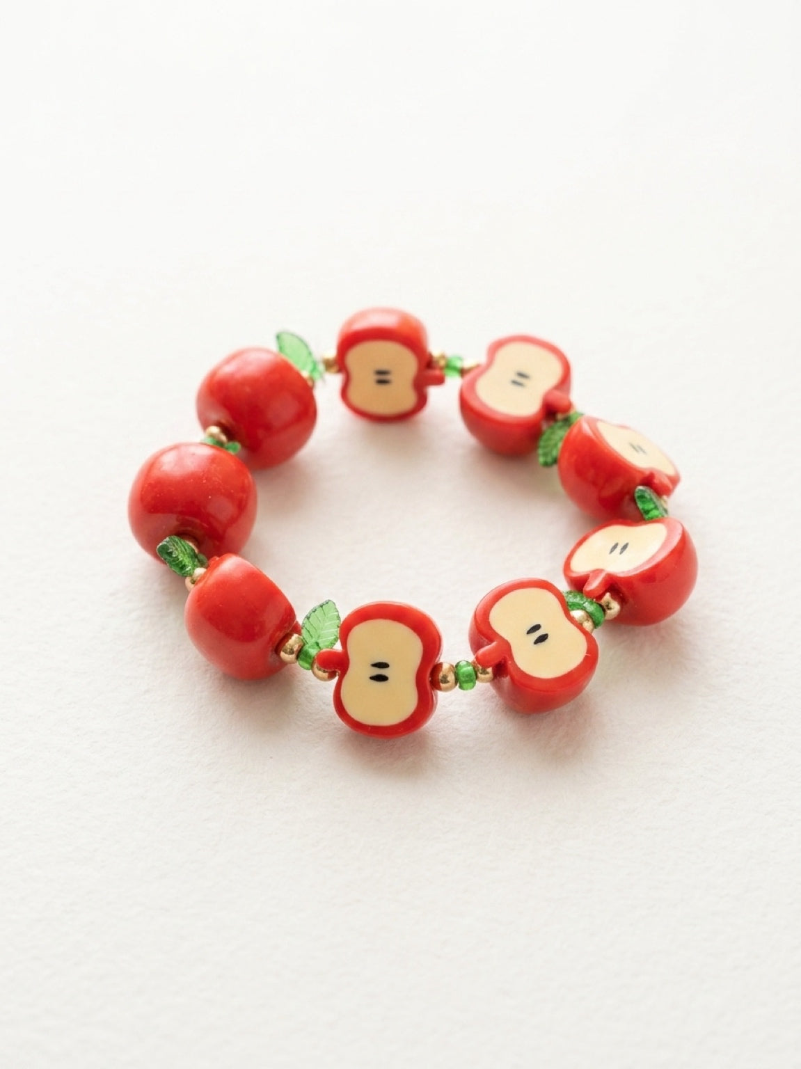 Apple Slice Beaded Stretch Bracelet