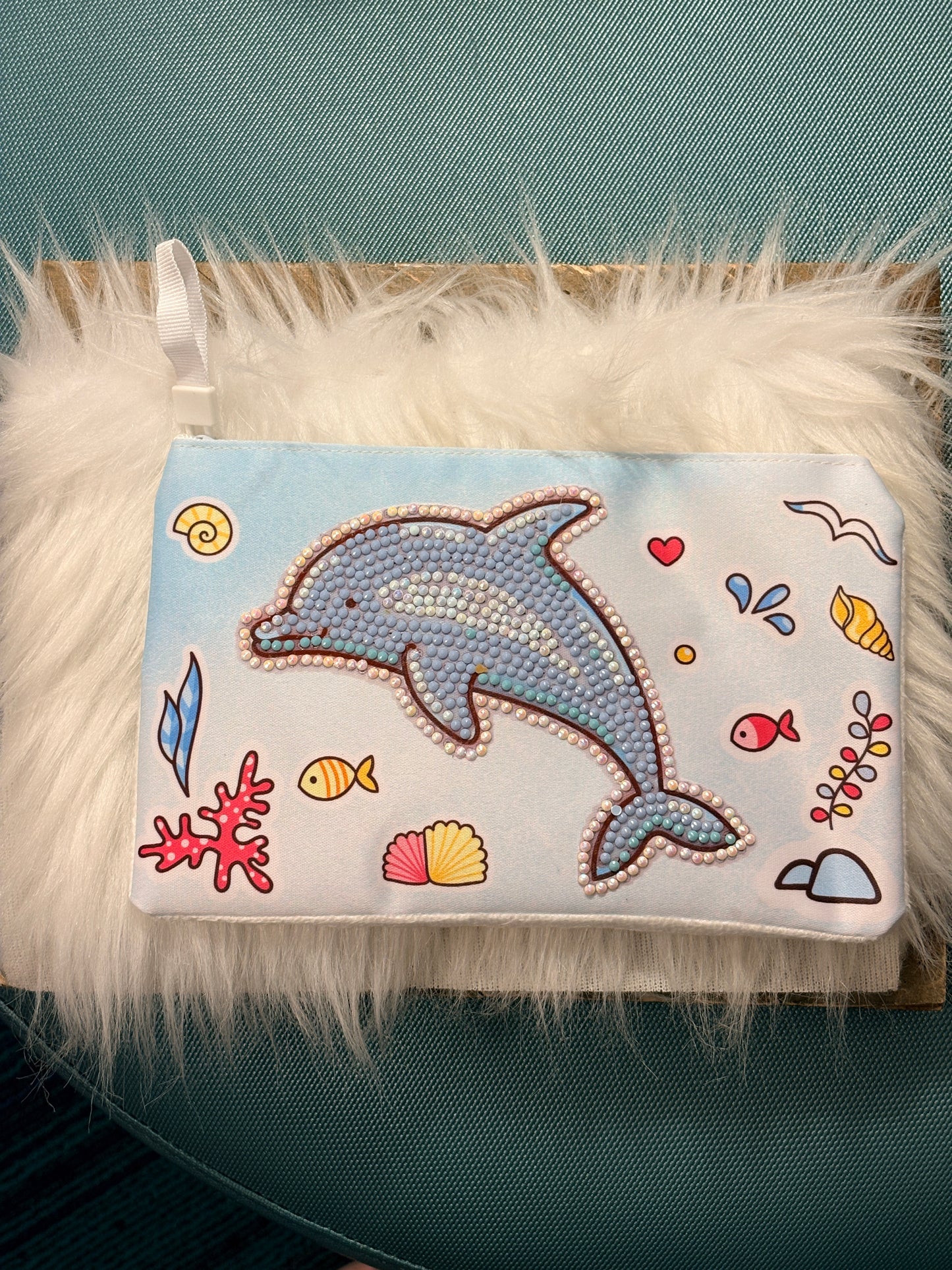 Dolphin Diamond Art Zippered Pouch