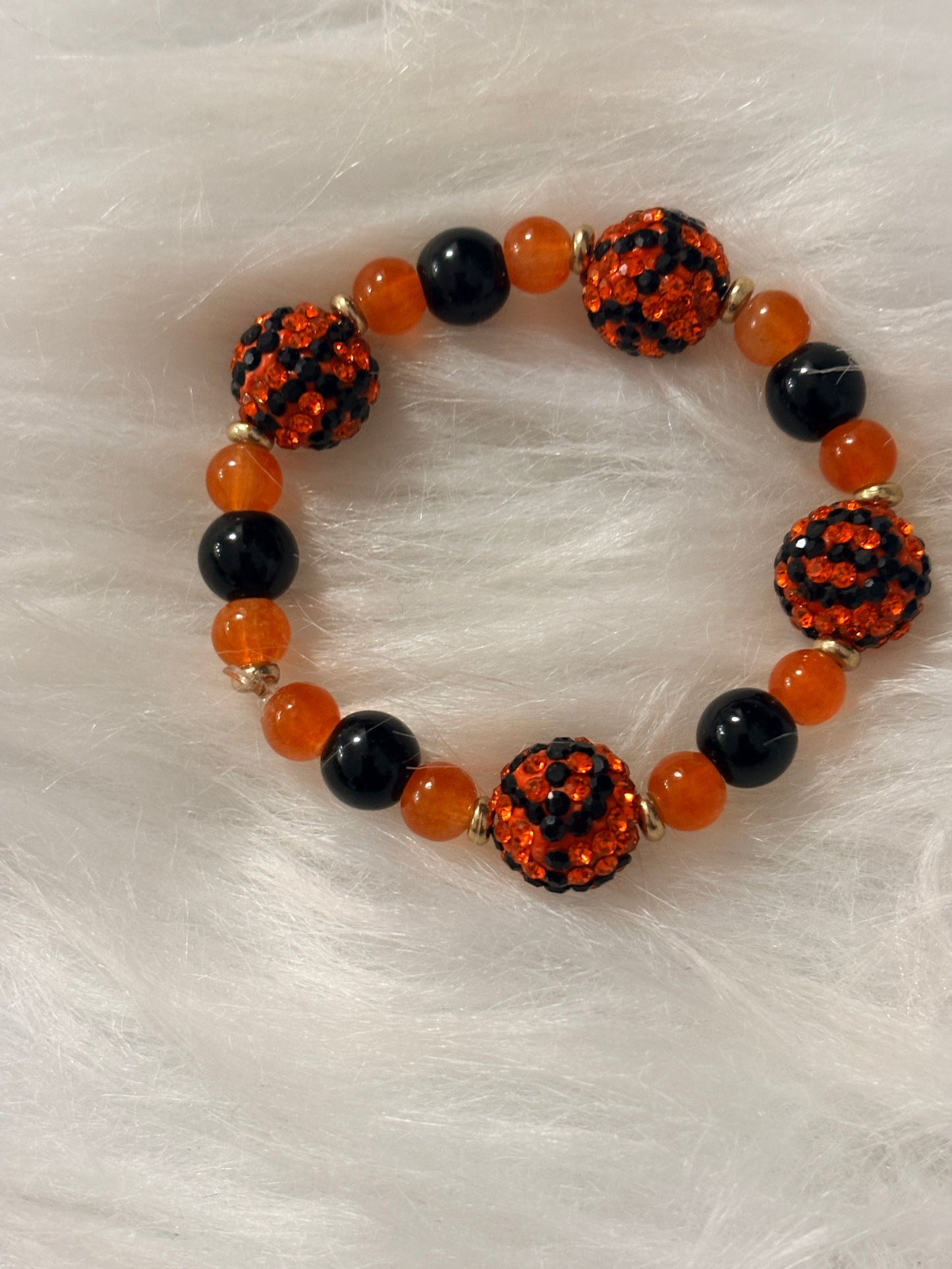 Rhinestone Basketball Beaded Stretch Bracelet