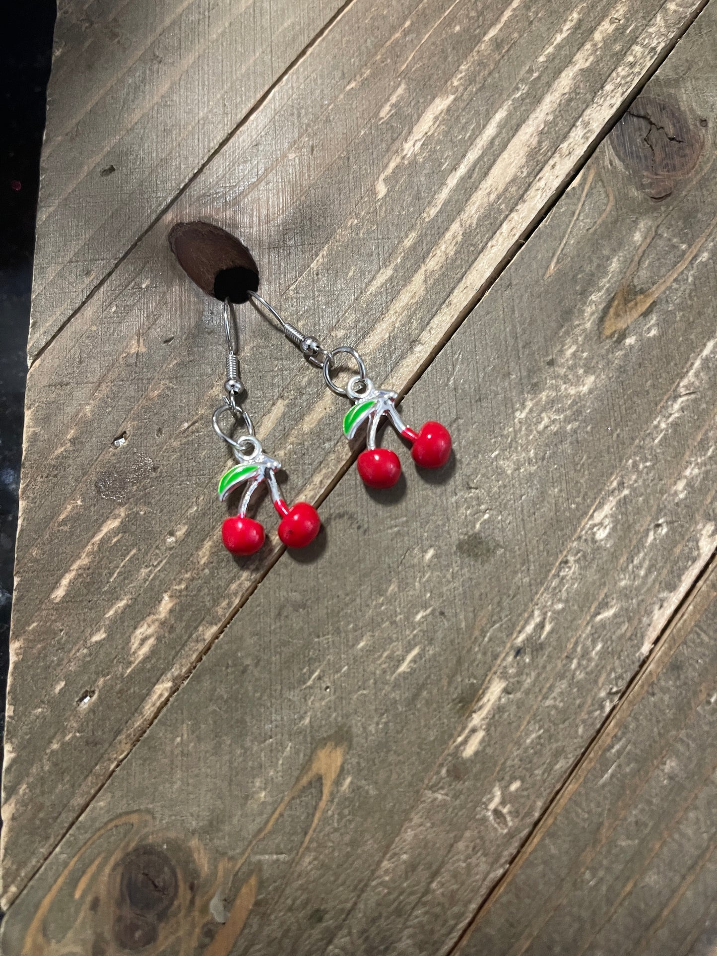 Cherry; Red Enamel Charm Wire EarringsPink tiful of LOVE