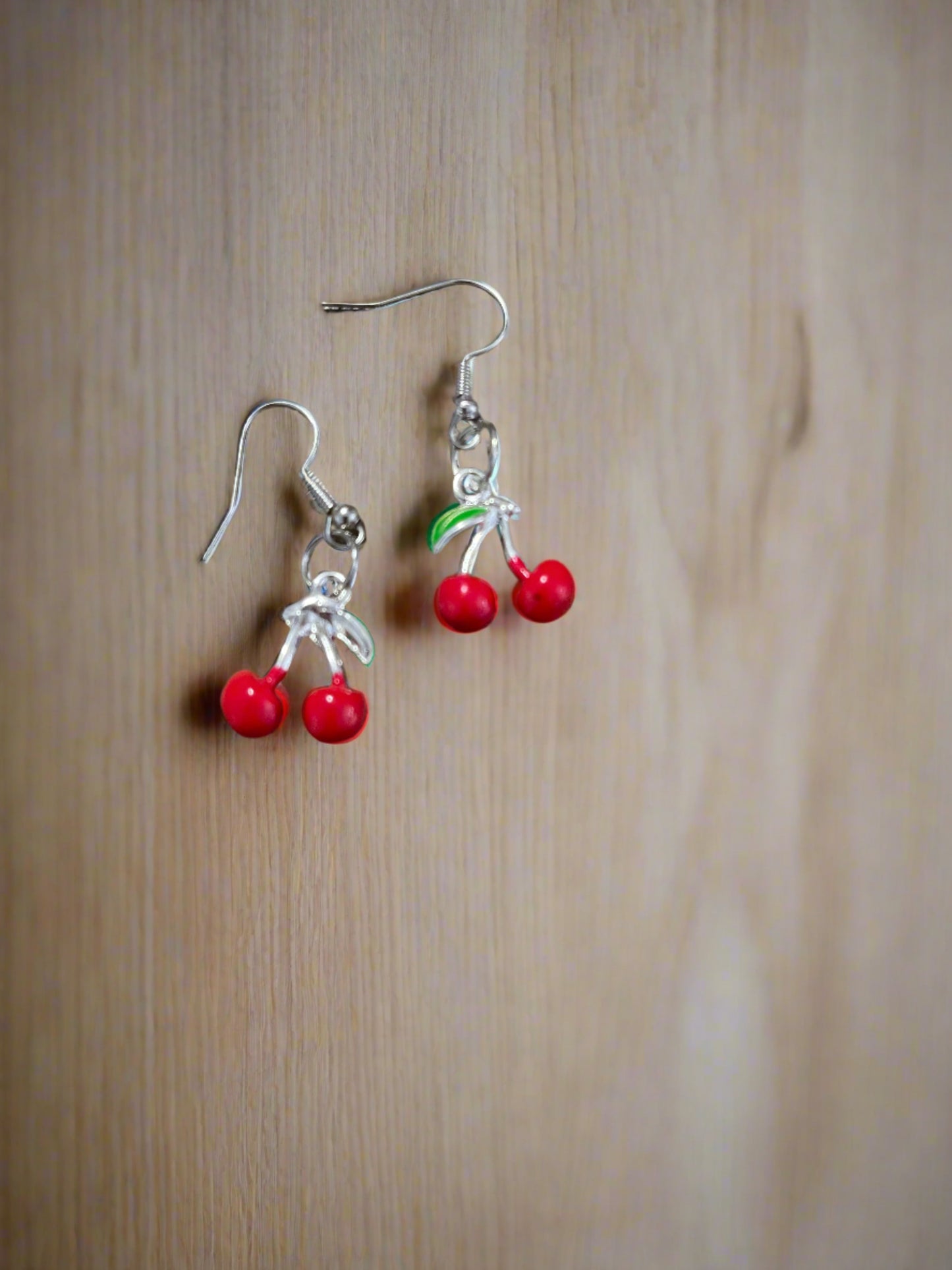 Cherry; Red Enamel Charm Wire EarringsPink tiful of LOVE