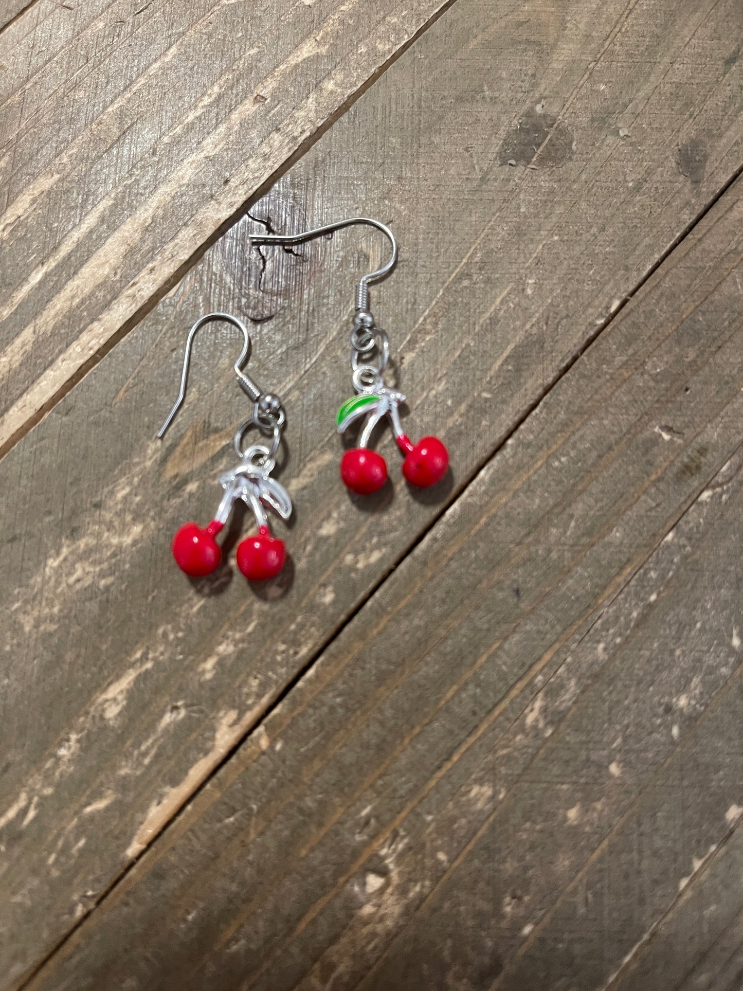Cherry; Red Enamel Charm Wire EarringsPink tiful of LOVE