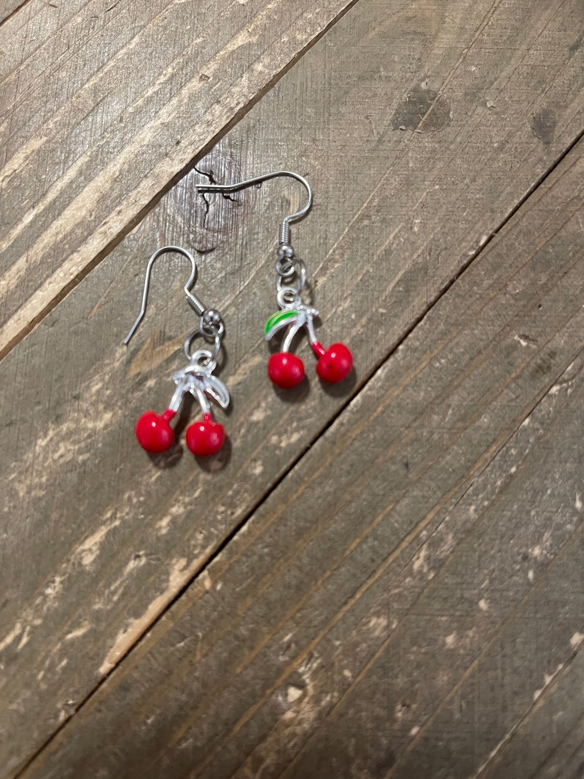 Cherry; Red Enamel Charm Wire EarringsPink tiful of LOVE