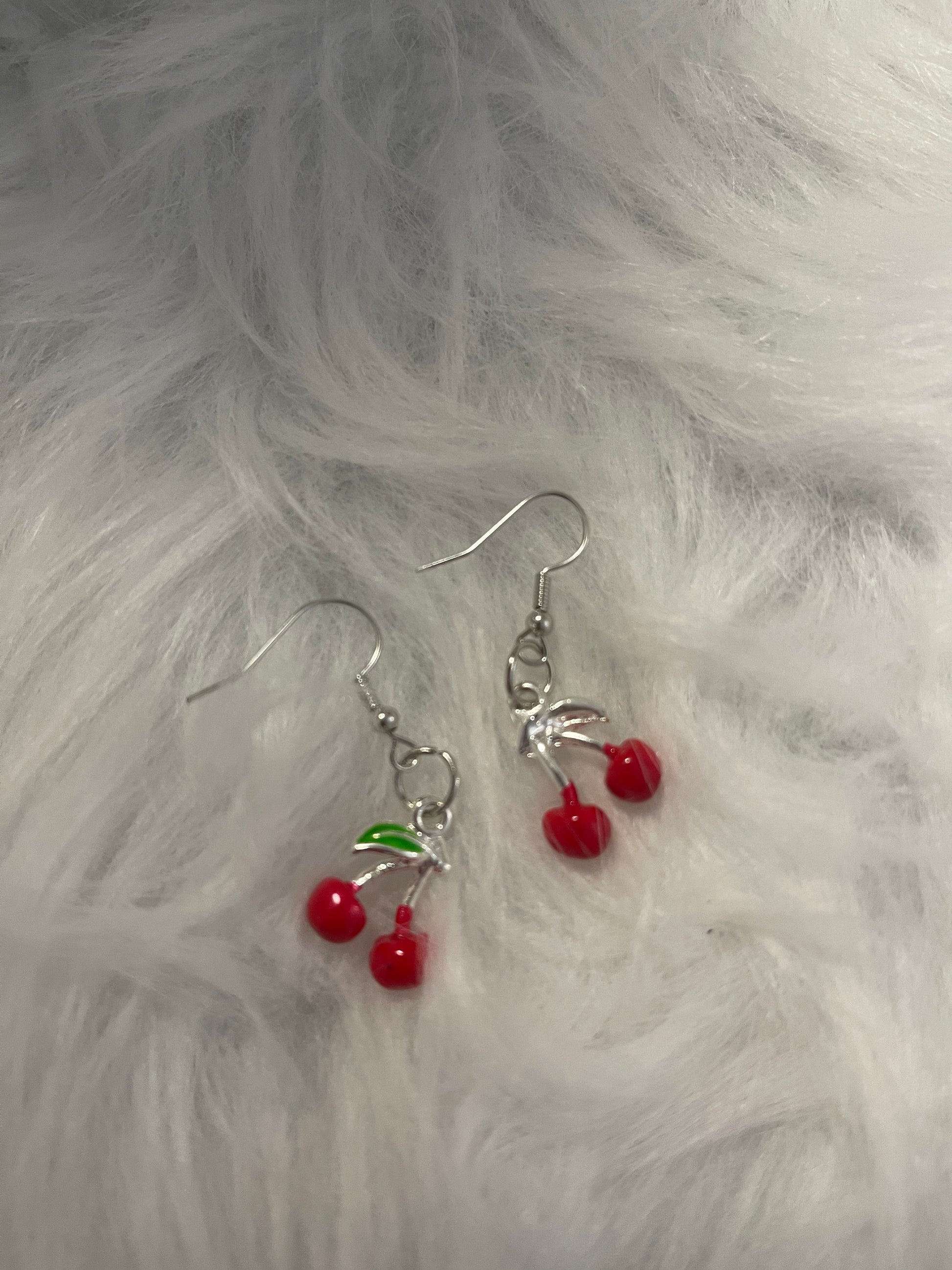 Cherry; Red Enamel Charm Wire EarringsPink tiful of LOVE