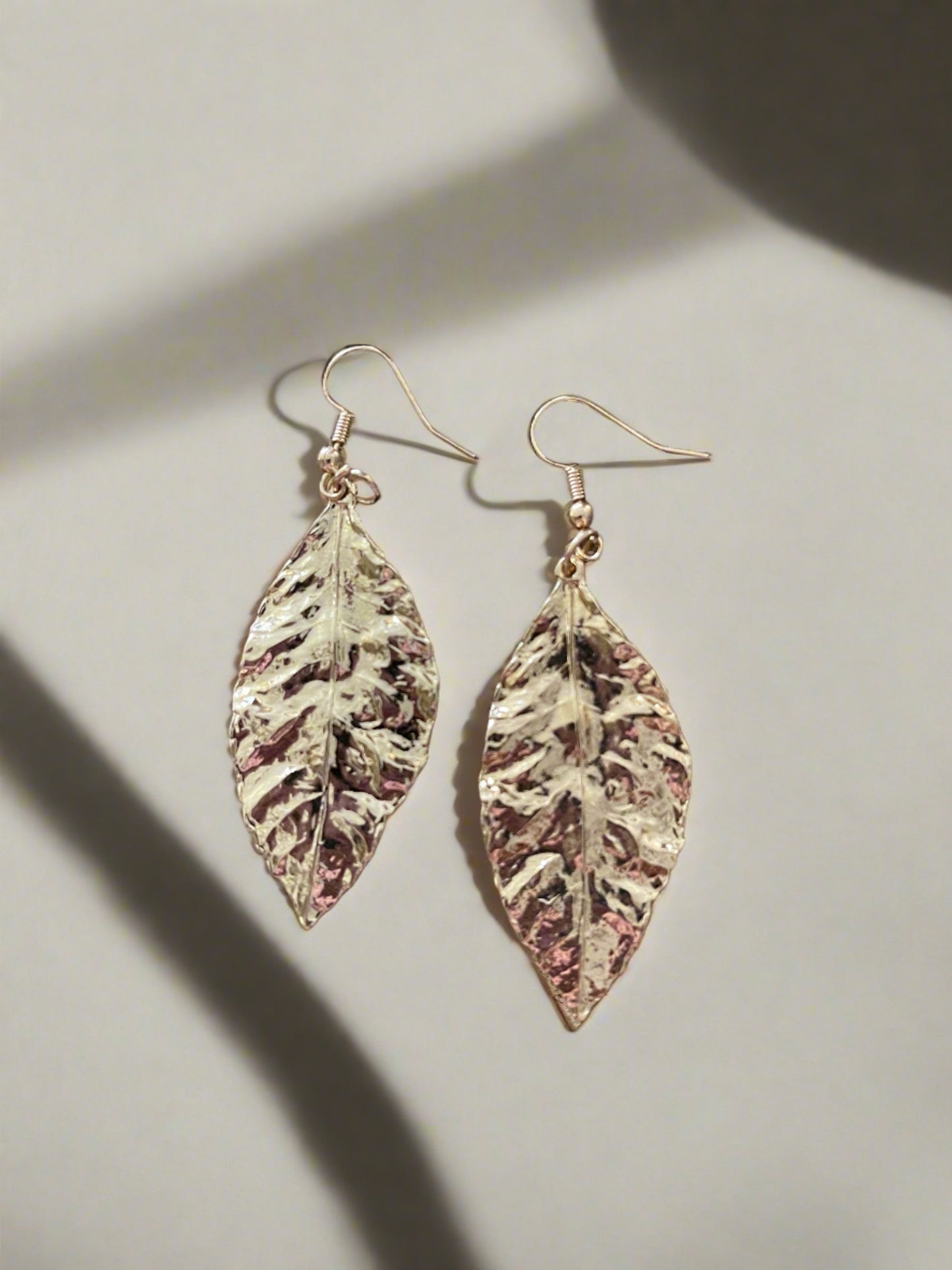 Textured Leaf Charms Wire EarringsPink tiful of LOVE