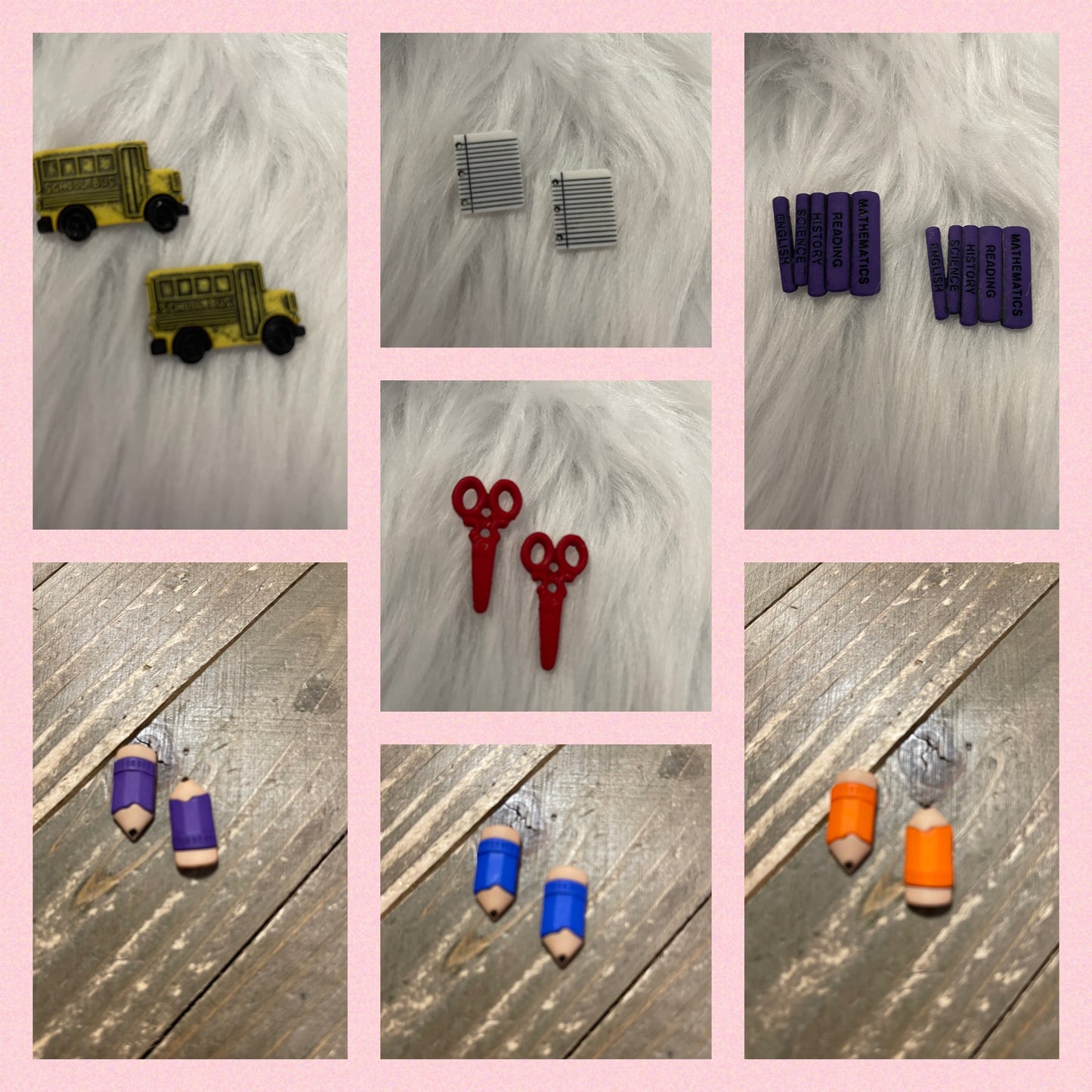 Back to School COLLECTION Stud Earrings (7 to choose from)Pink tiful of LOVE