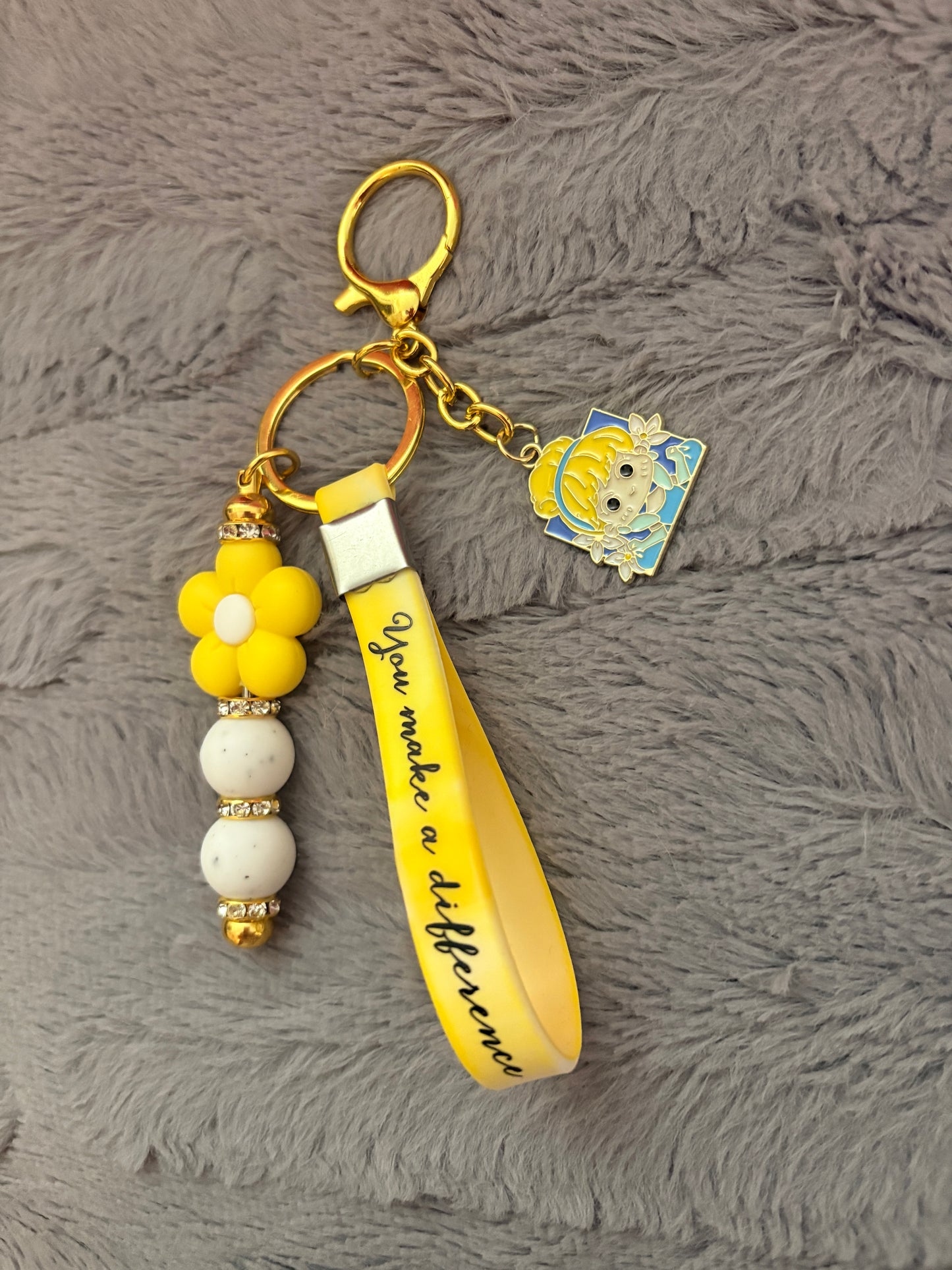 "You Make a Difference" Pretty in Yellow Wristlet Keychain