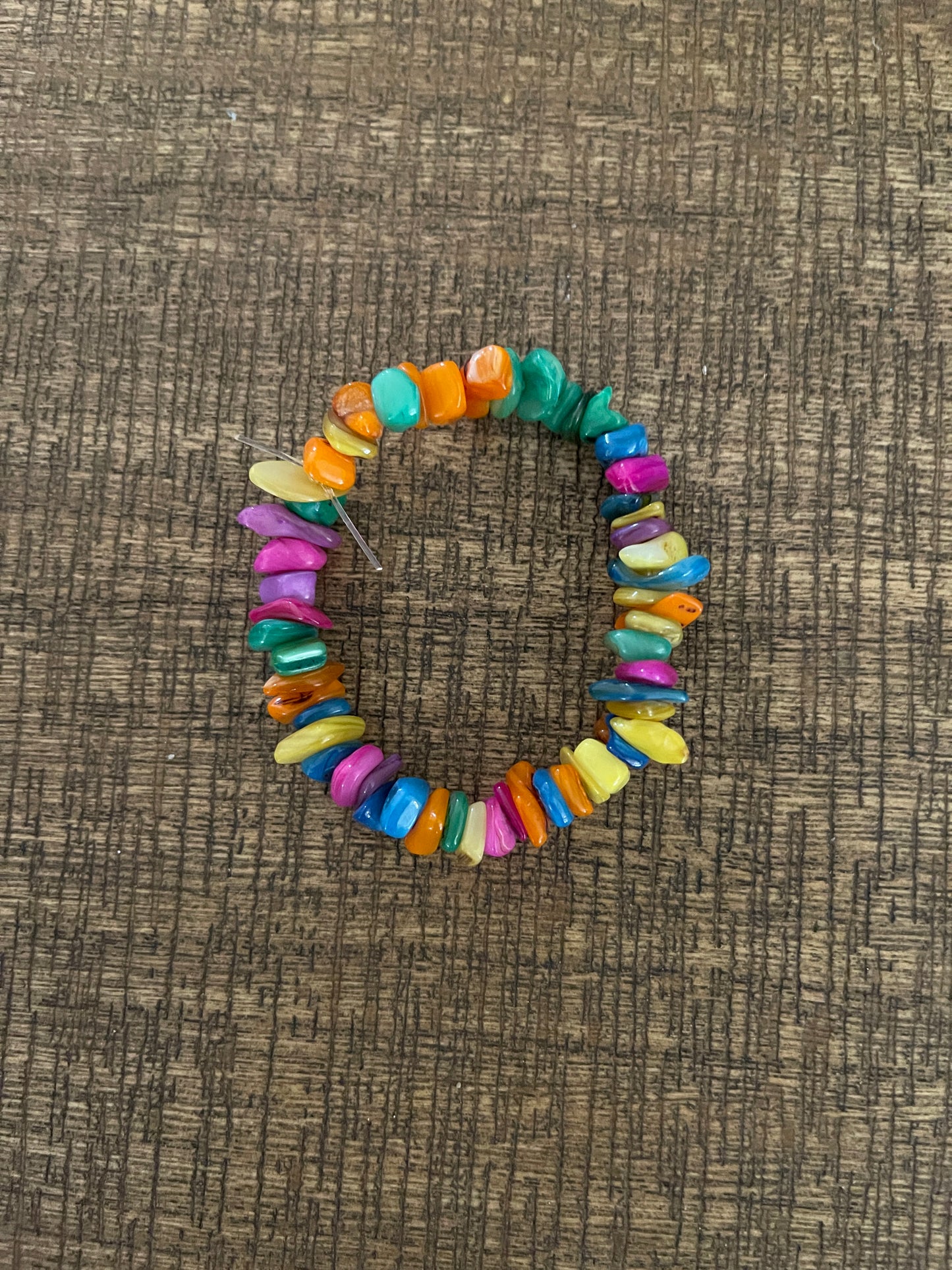 Multi-Color Dyed Shell Chip beaded Stretch bracelet; vibrant colorsPink tiful of LOVE