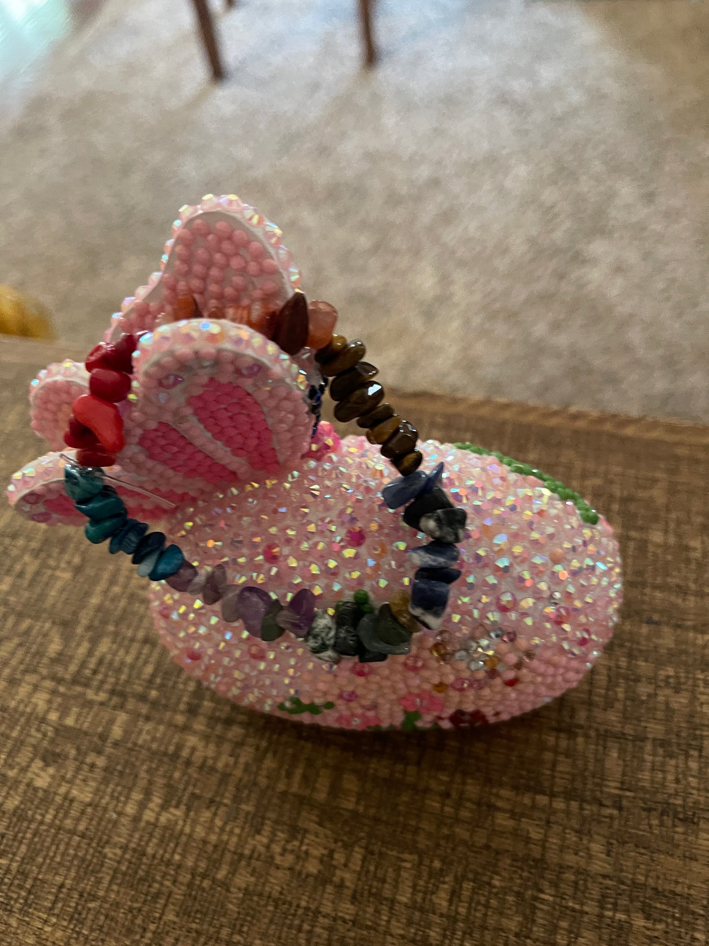 Rainbow Stone Chip beaded Stretch braceletPink tiful of LOVE