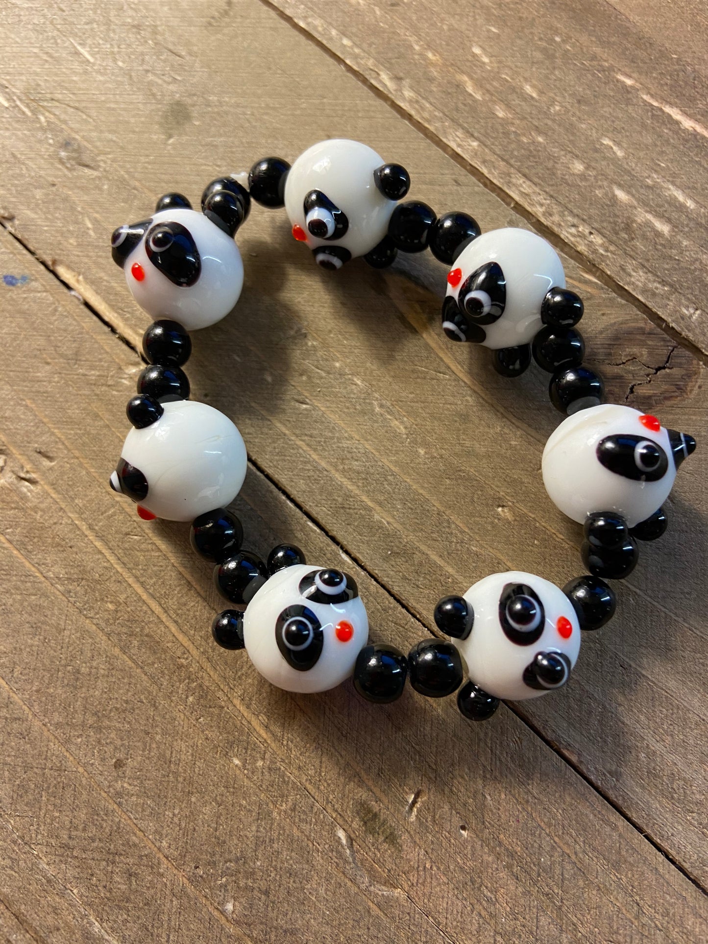 Glass Panda Beaded Elastic/Stretch BraceletPink tiful of LOVE