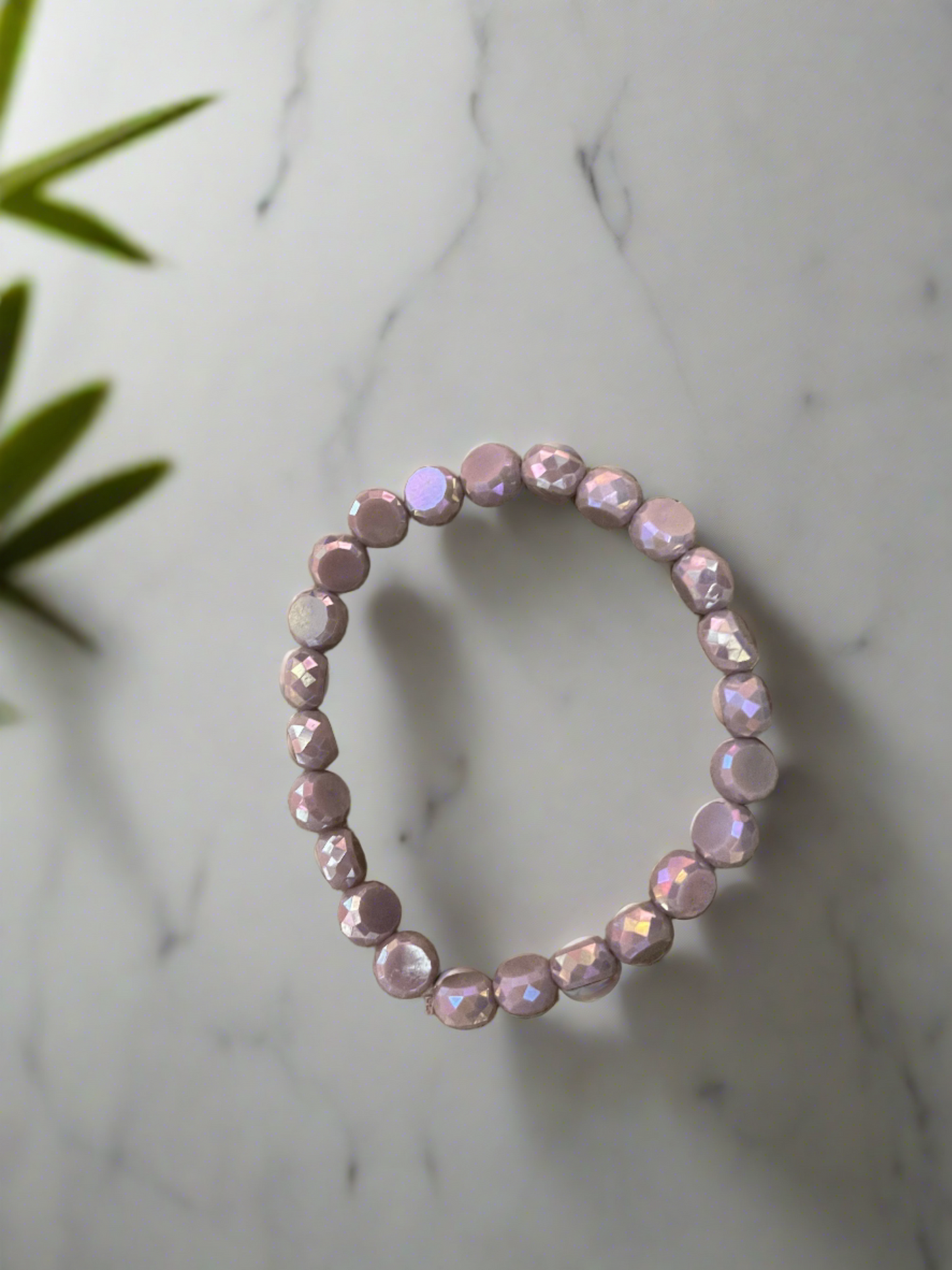 Purple faceted Marbled Faux Stone beaded Stretch braceletPink tiful of LOVE