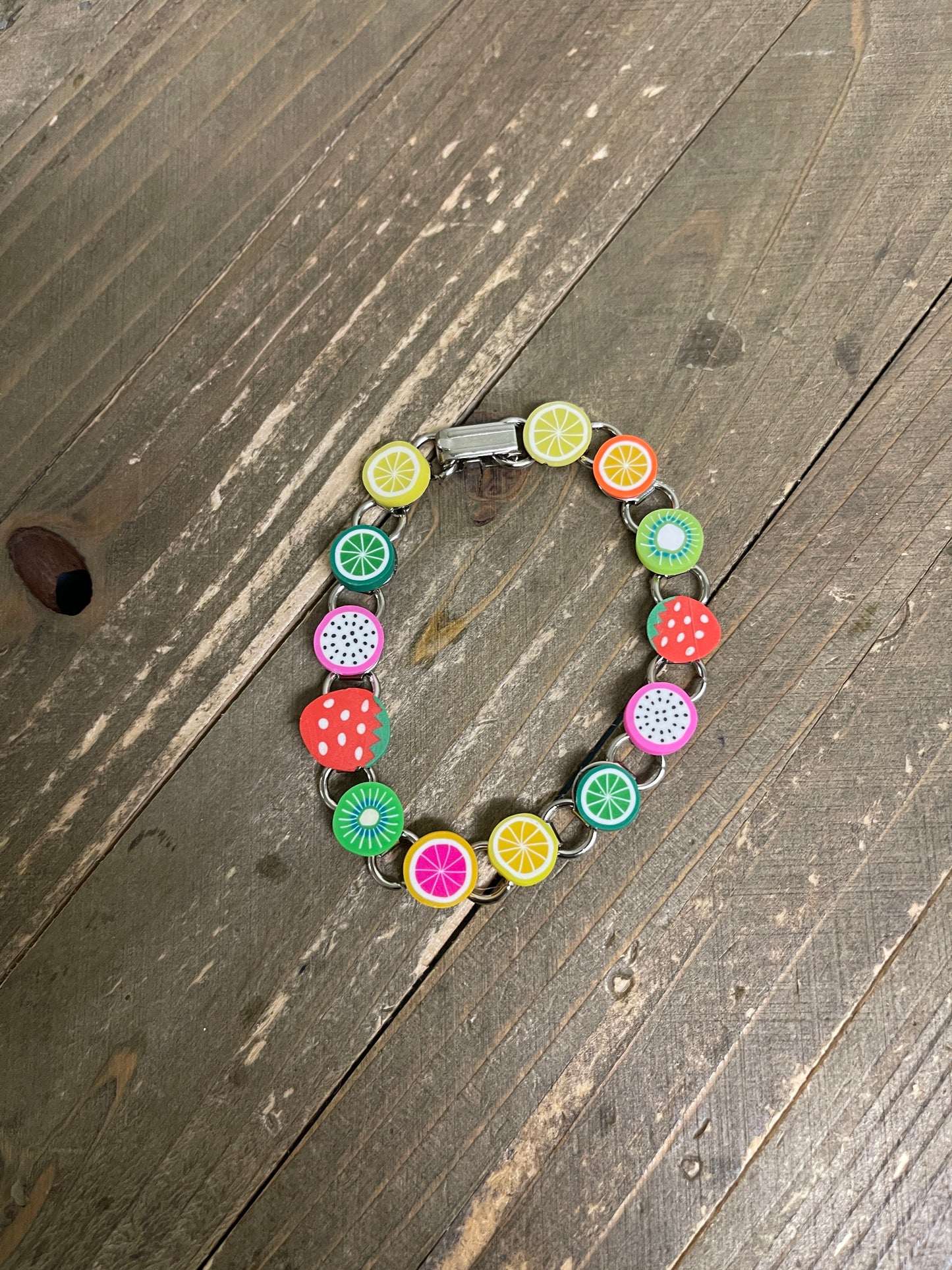 Assorted slice of Fruit Bracelet, Silver 13 links-5Pink tiful of LOVE