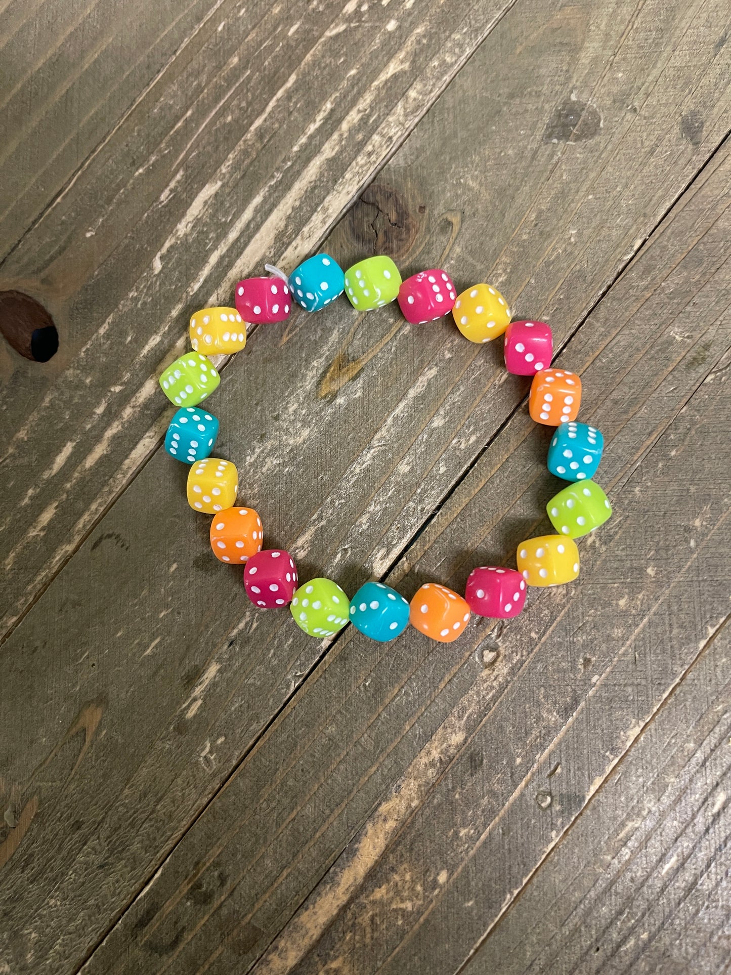 Assorted Colors Dice Beaded Elastic/Stretch BraceletPink tiful of LOVE