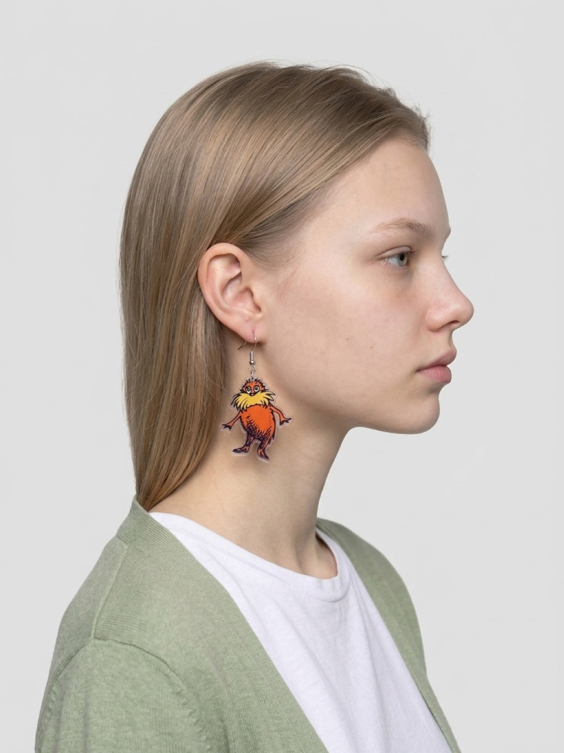 Whimsical Orange “Forest Guardian” Acrylic Dangle Earrings