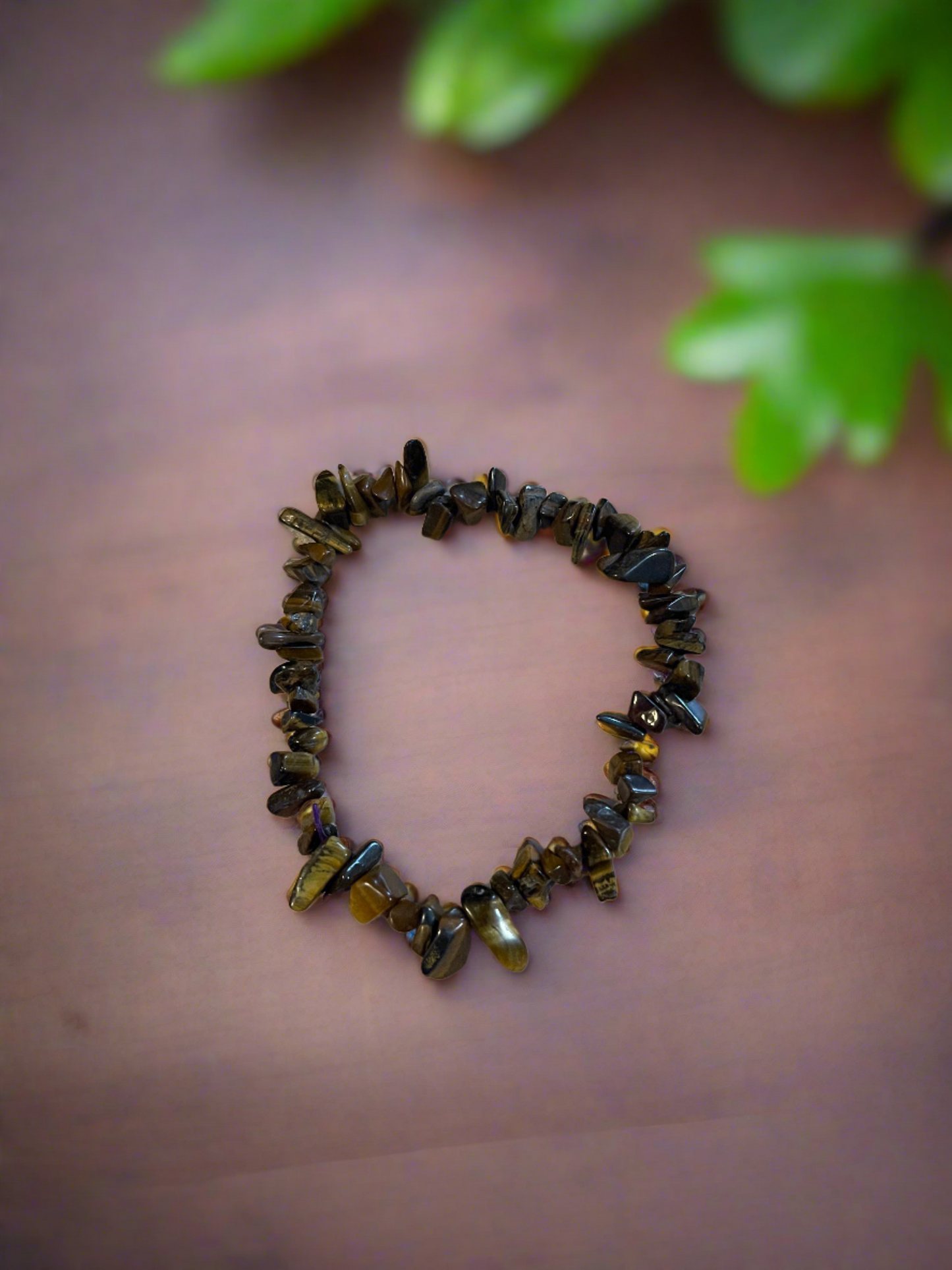 Gold Tiger Eye-small chip gemstone beaded Stretch braceletPink tiful of LOVE