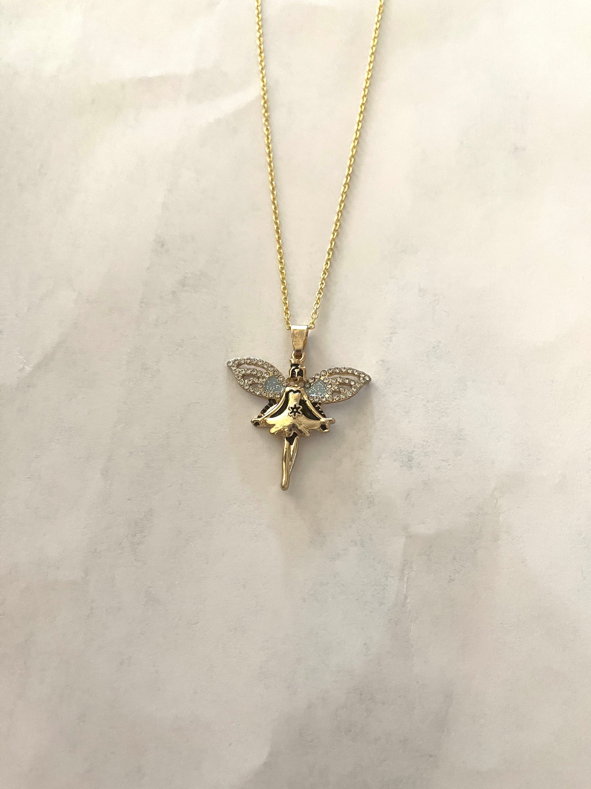 Fariy pendant on a gold Chain NecklacePink tiful of LOVE