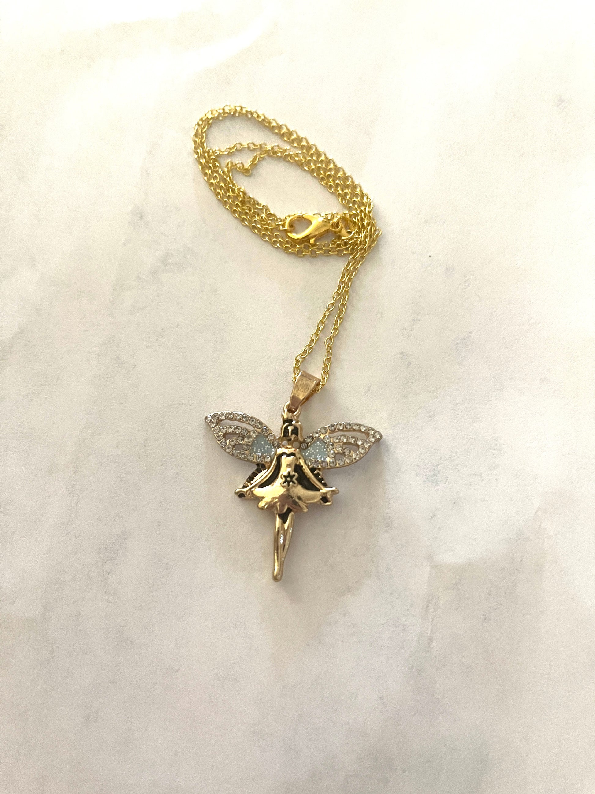 Fariy pendant on a gold Chain NecklacePink tiful of LOVE
