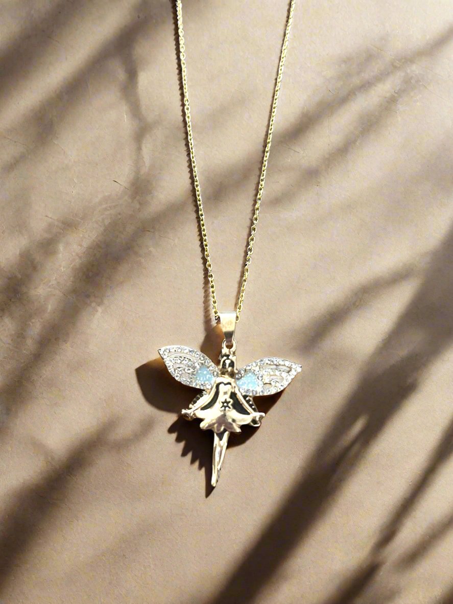 Fariy pendant on a gold Chain NecklacePink tiful of LOVE