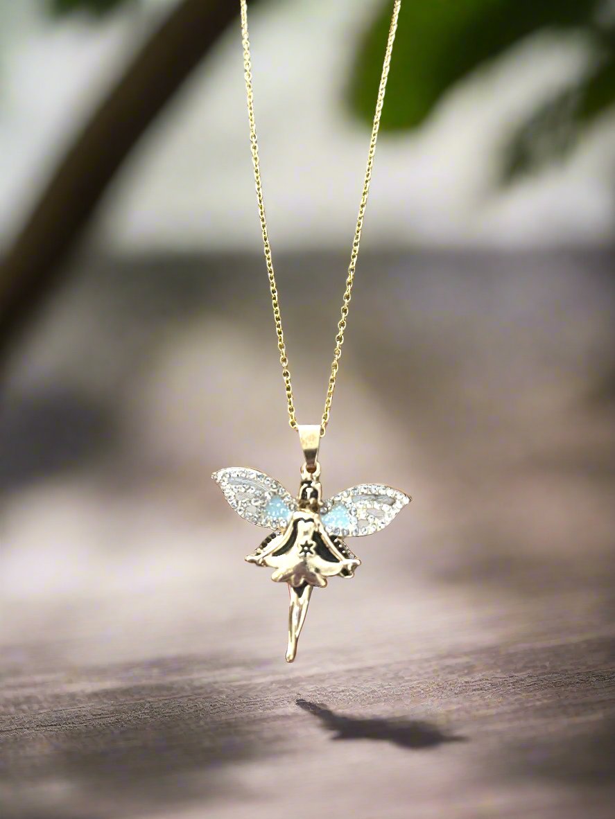 Fariy pendant on a gold Chain NecklacePink tiful of LOVE