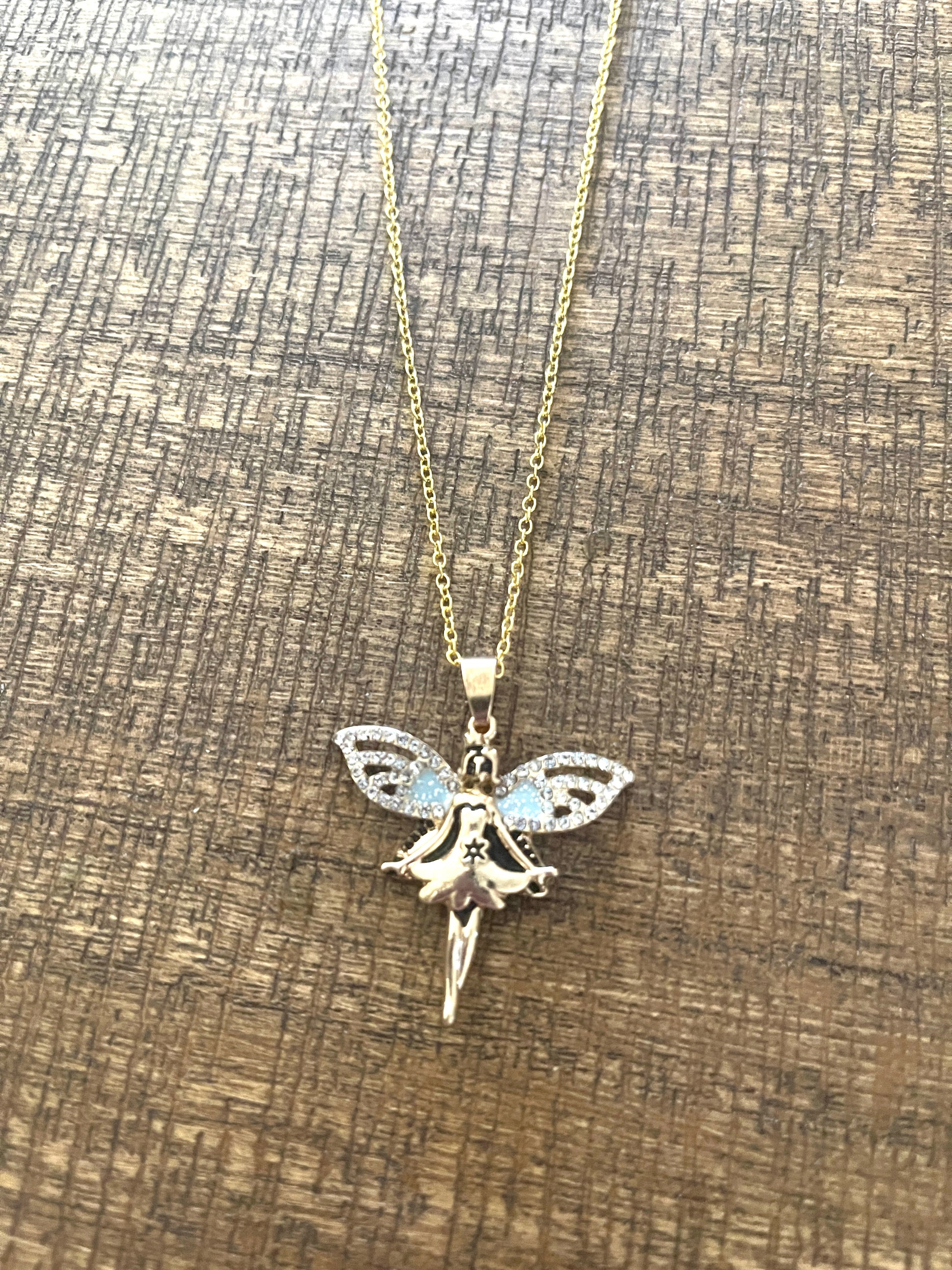 Fariy pendant on a gold Chain NecklacePink tiful of LOVE