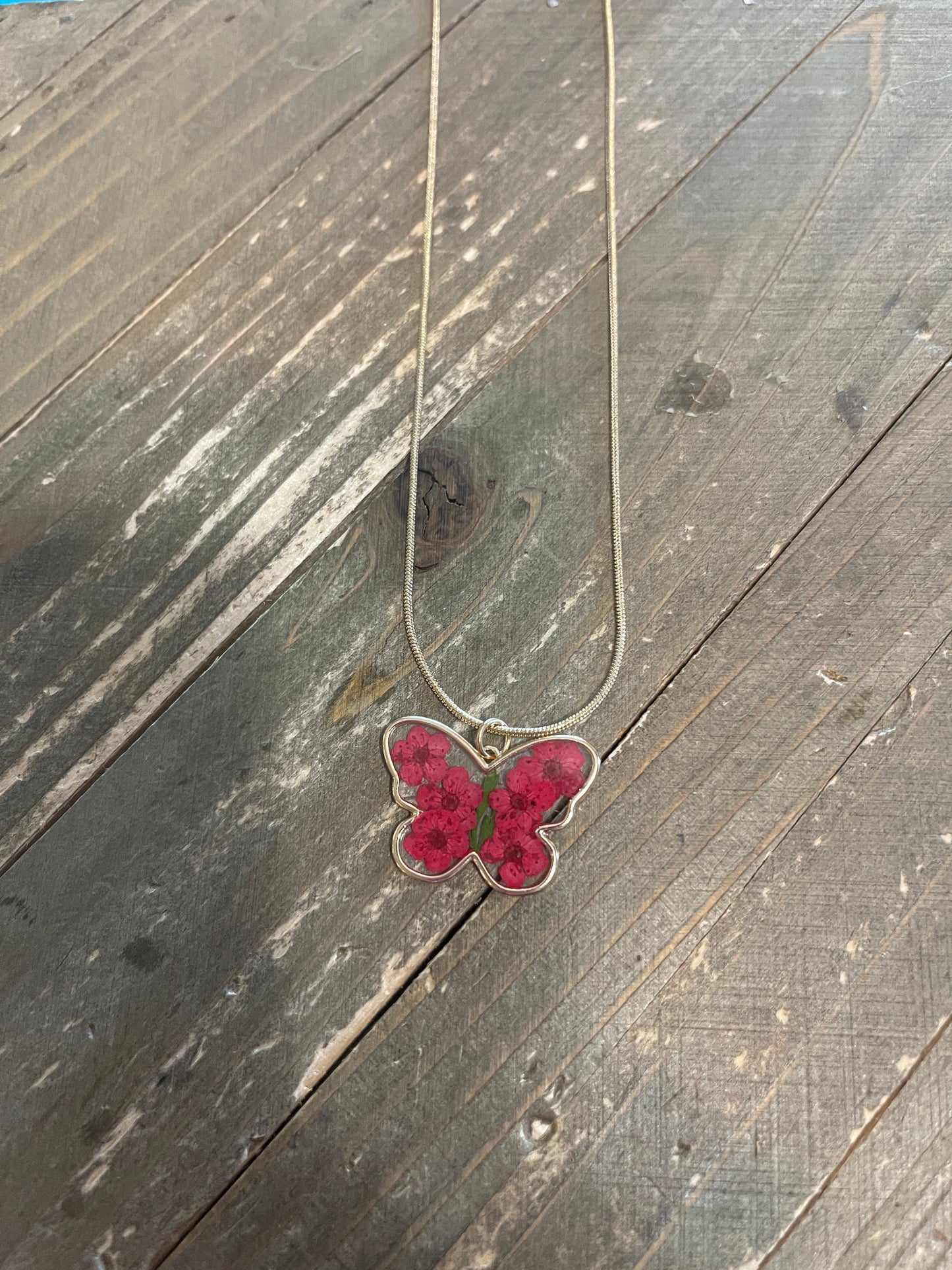 Butterfly pendant on a gold Chain NecklacePink tiful of LOVE