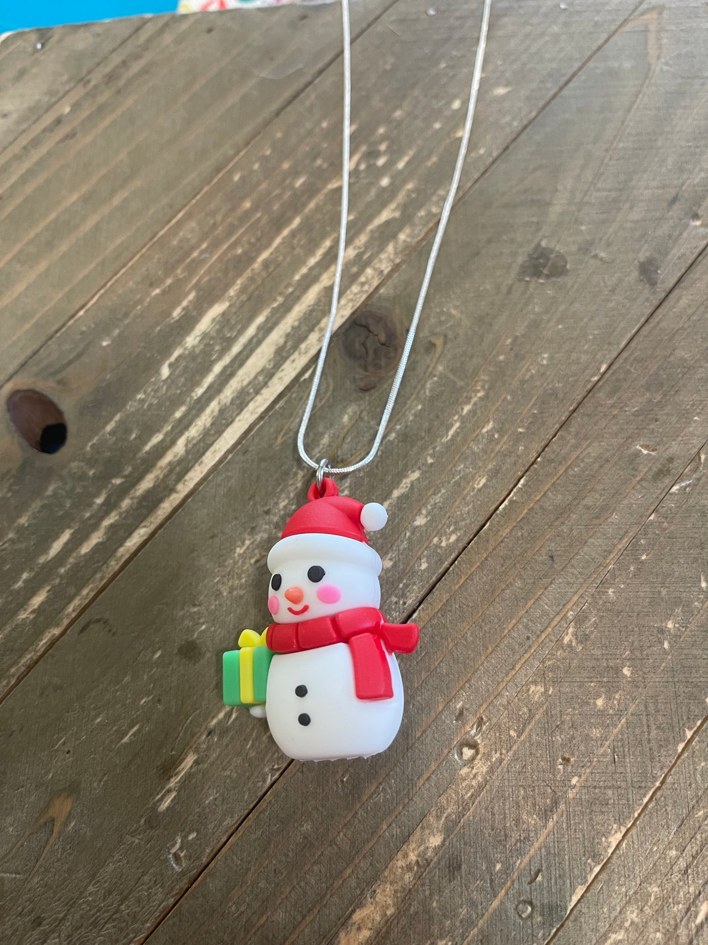 Snowman Pendant on a silver Chain NecklacePink tiful of LOVE