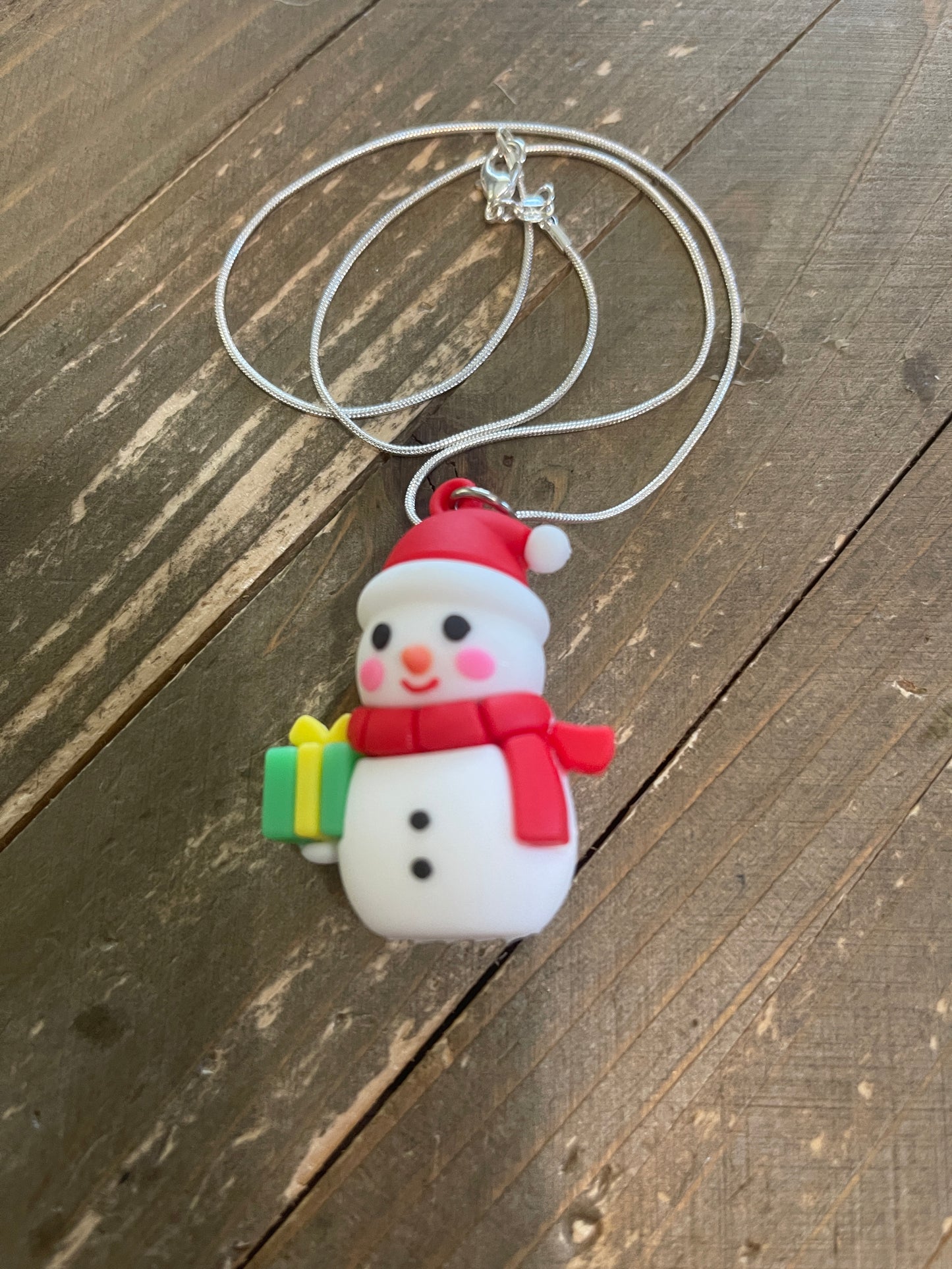 Snowman Pendant on a silver Chain NecklacePink tiful of LOVE
