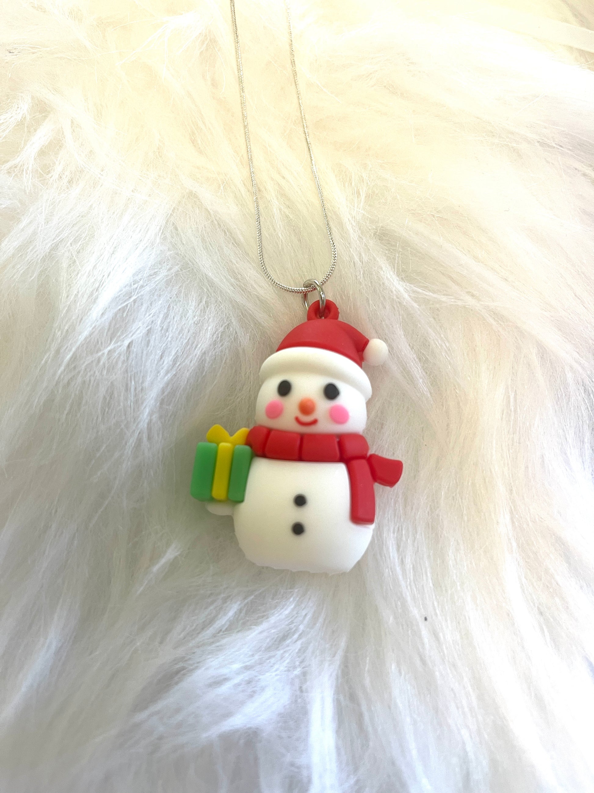 Snowman Pendant on a silver Chain NecklacePink tiful of LOVE