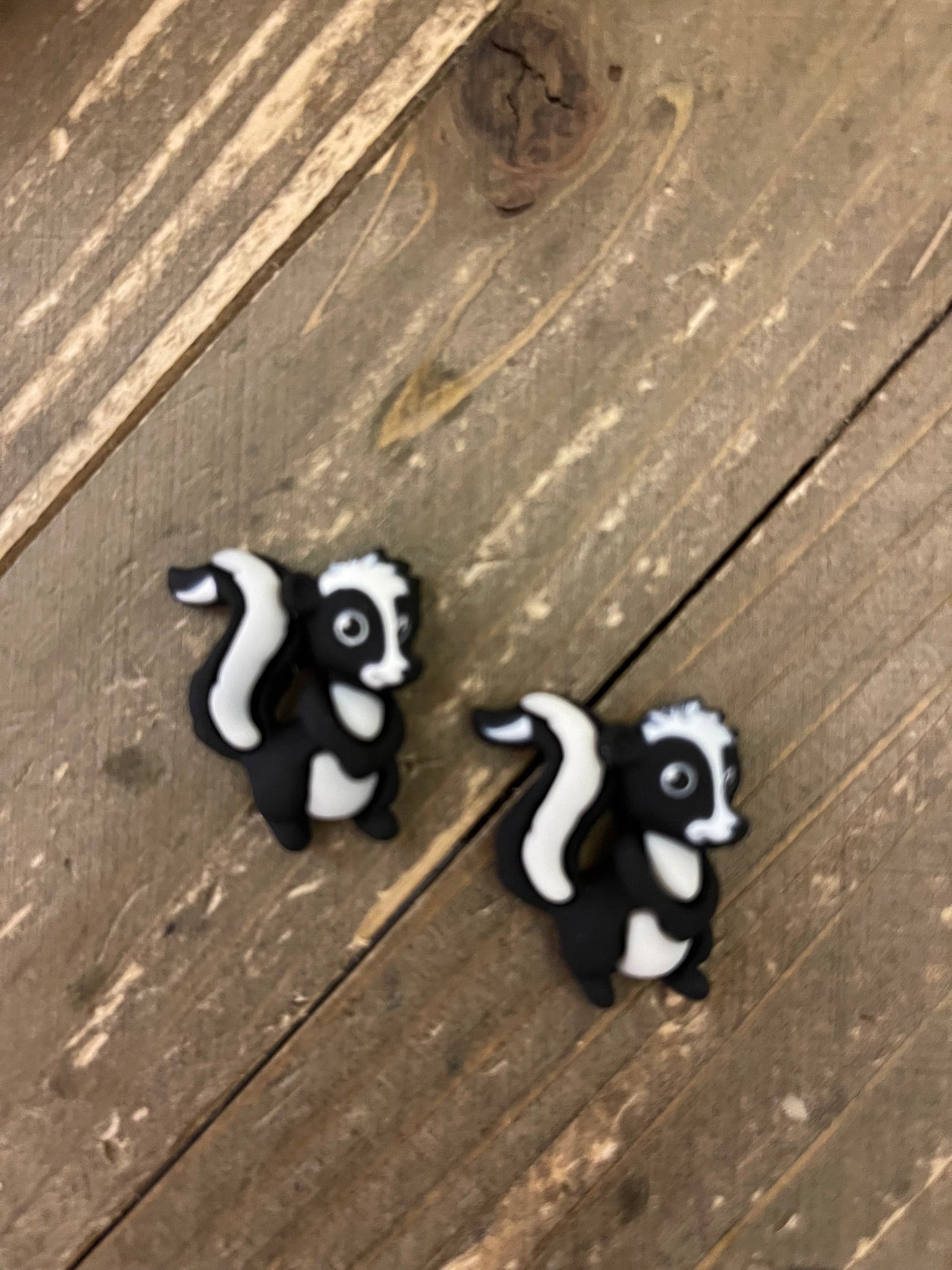 So Stinkin Cute Skunk Stud Earrings– Adorable Black & White Woodland Jewelry