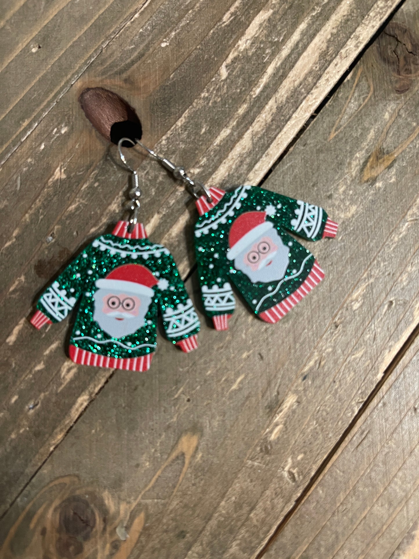 Santa Glitter Sweater Charms Wire EarringsPink tiful of LOVE