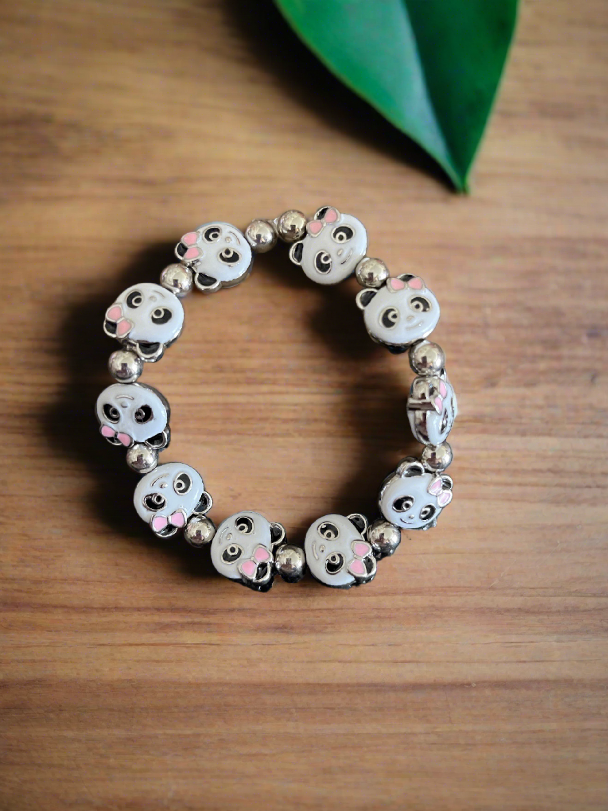 Enamel Metal Panda beaded Stretch braceletPink tiful of LOVE