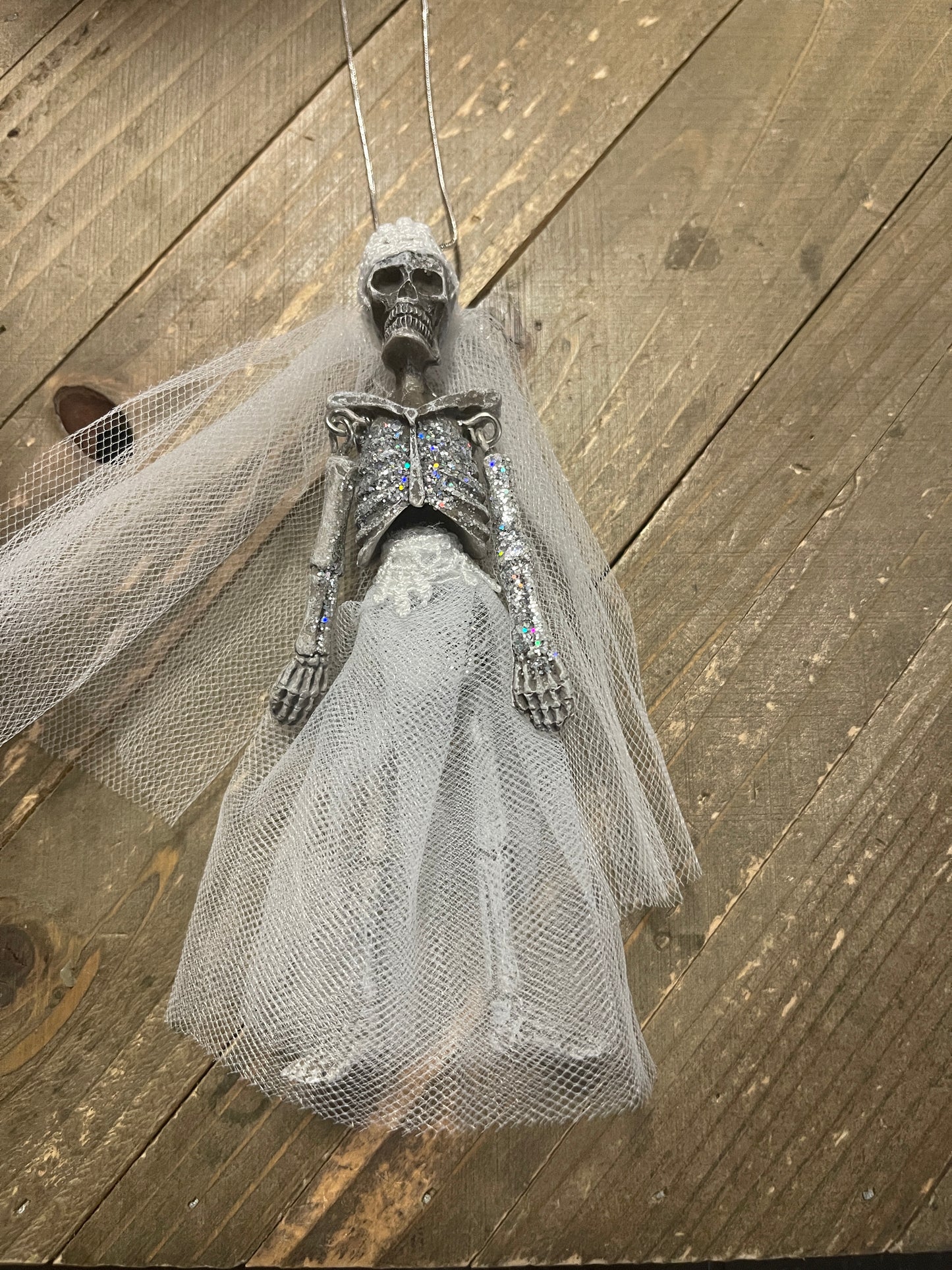 Halloween Skeleton  Bride Pendant on a Silver Chain NecklacePink tiful of LOVE