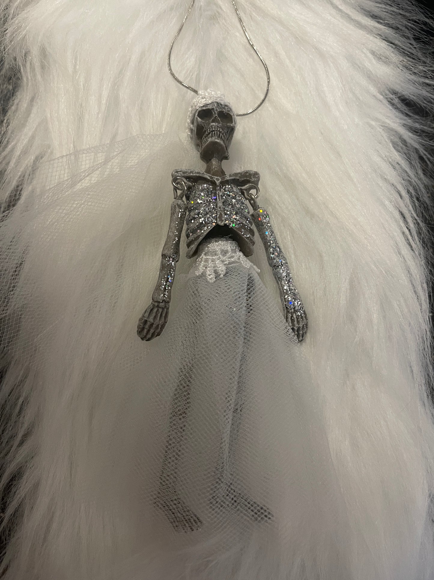 Halloween Skeleton  Bride Pendant on a Silver Chain NecklacePink tiful of LOVE