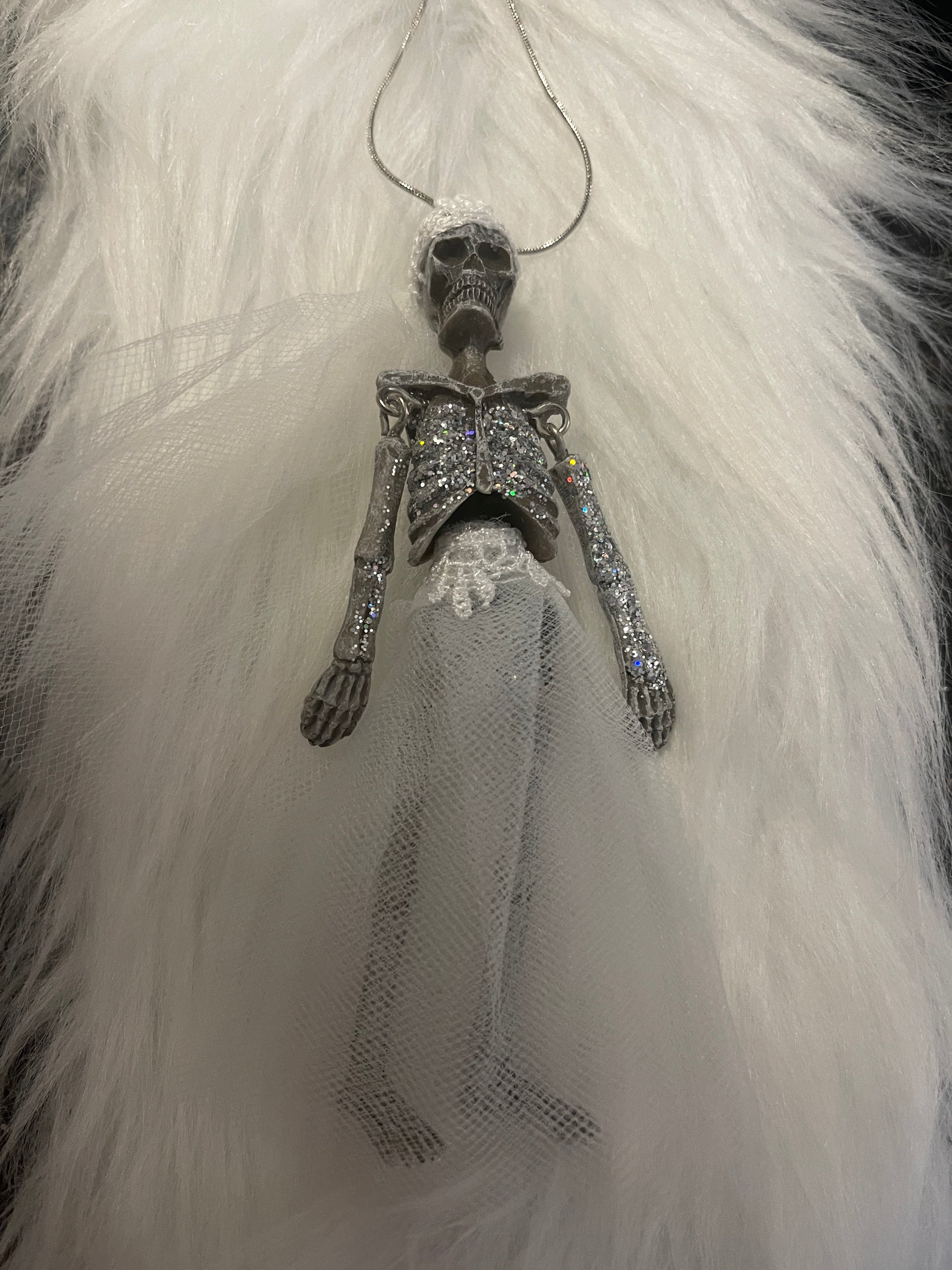 Halloween Skeleton  Bride Pendant on a Silver Chain NecklacePink tiful of LOVE