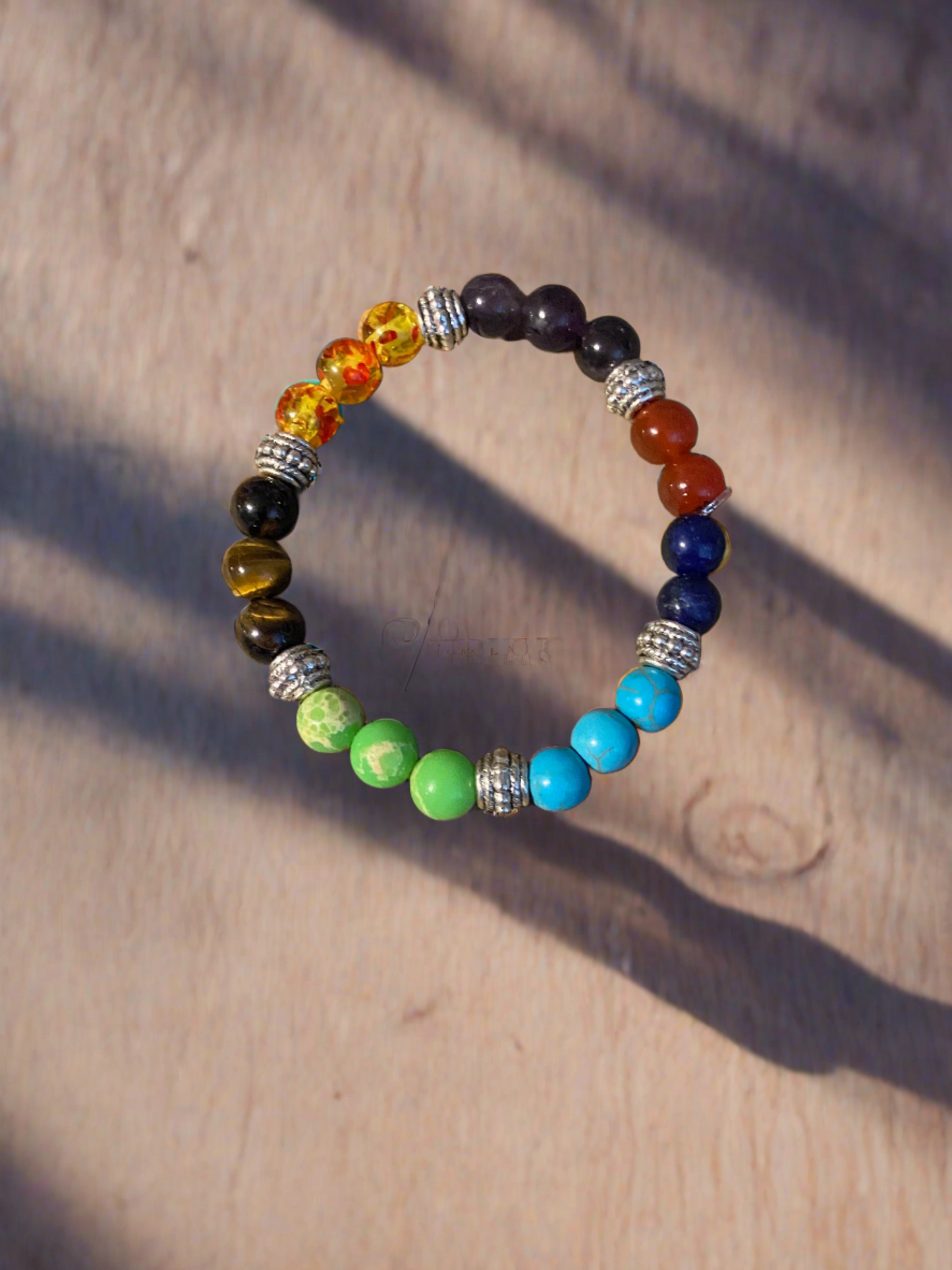 Multi-Color Dyed Stone & Metal Round Beaded Elastic/Stretch BraceletPink tiful of LOVE