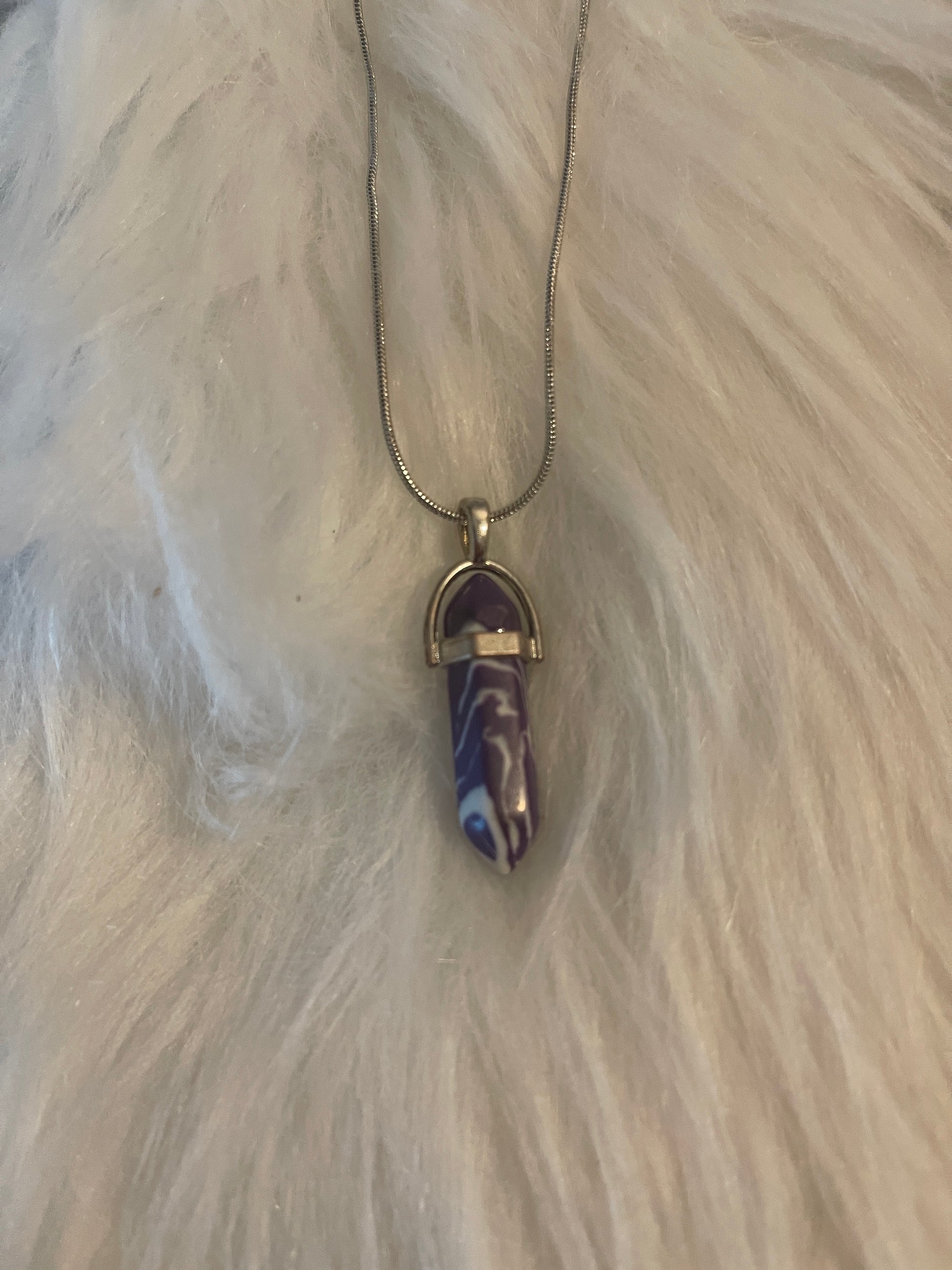 Amethyst Quartz Dagger Pendant on a Silver chain NecklacePink tiful of LOVE