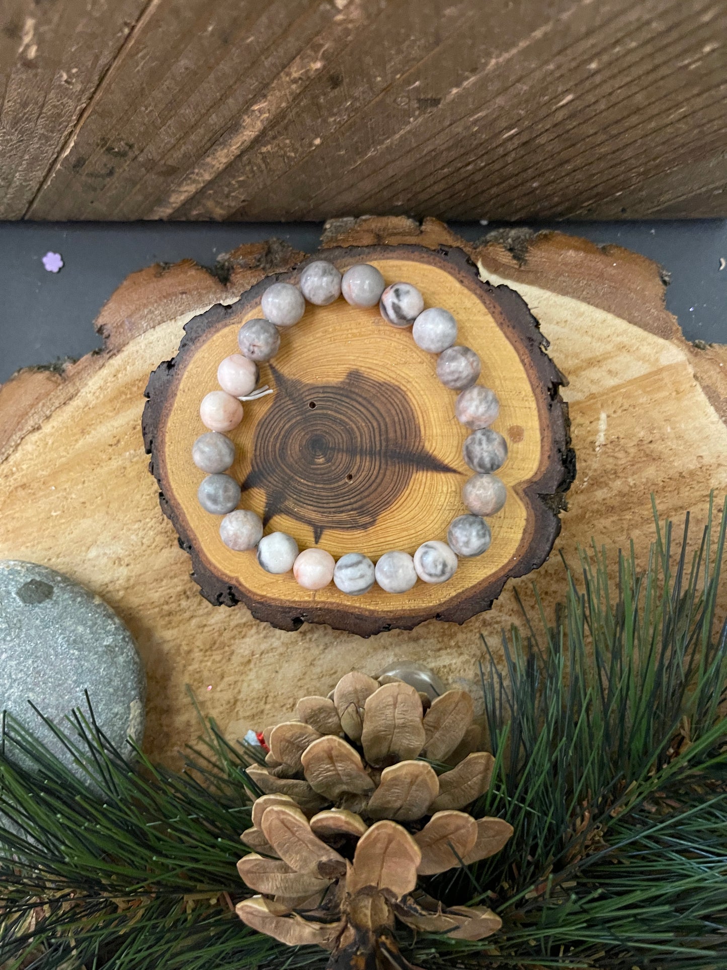 Pink Jasper Round Beaded Elastic/Stretch BraceletPink tiful of LOVE