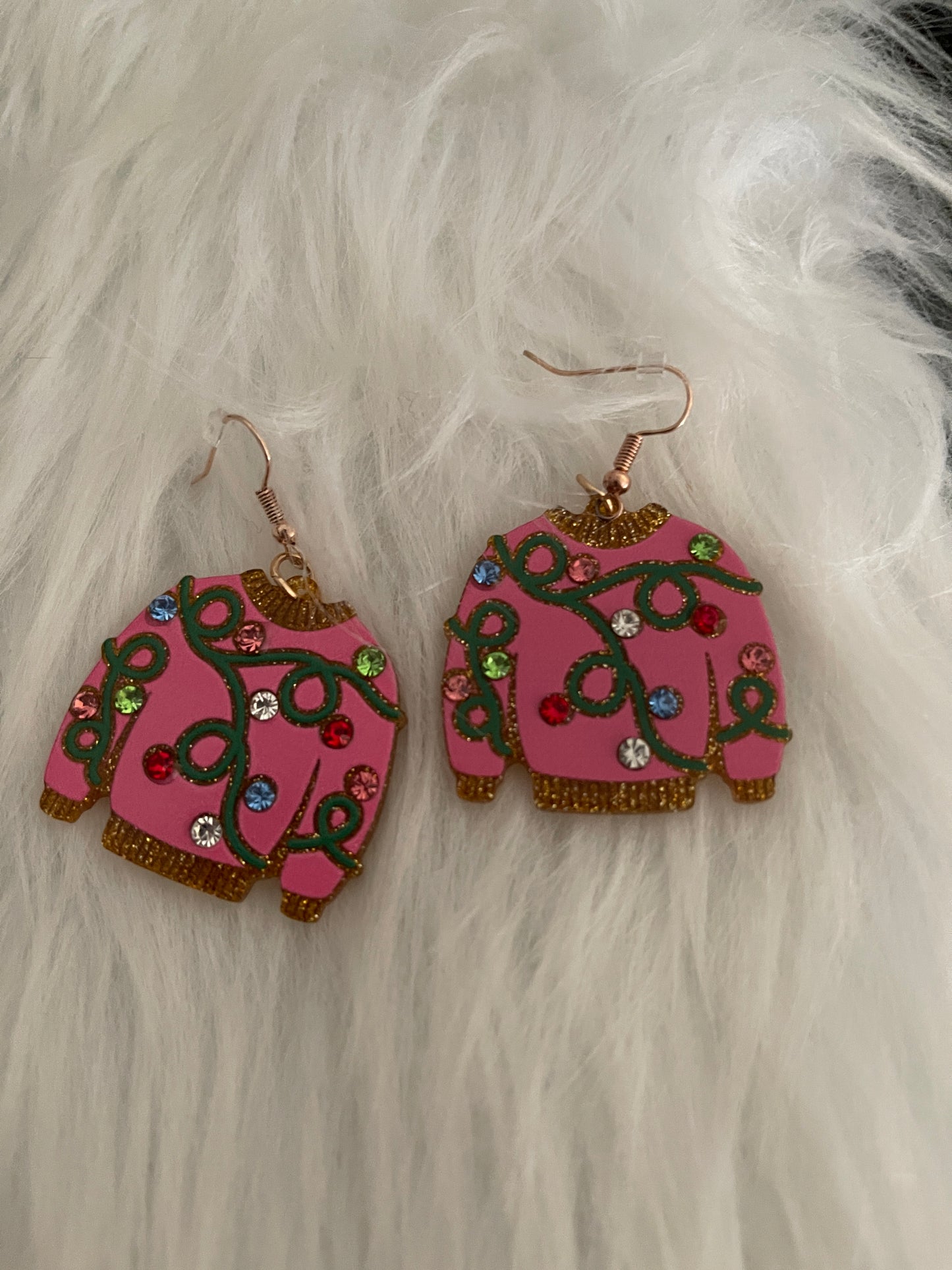 Christmas Pink Sweater Wire EarringsPink tiful of LOVE