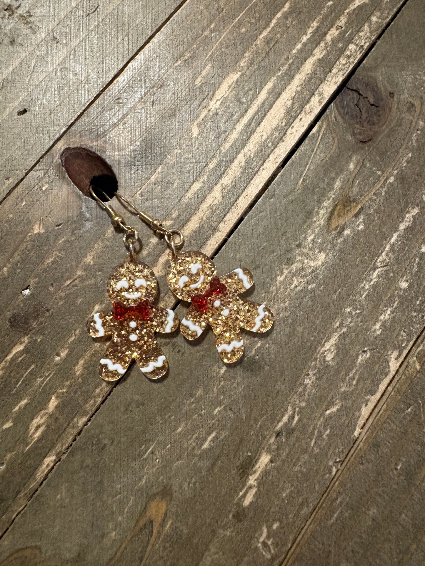 Glitter Gingerbread Man Wire  EarringsPink tiful of LOVE