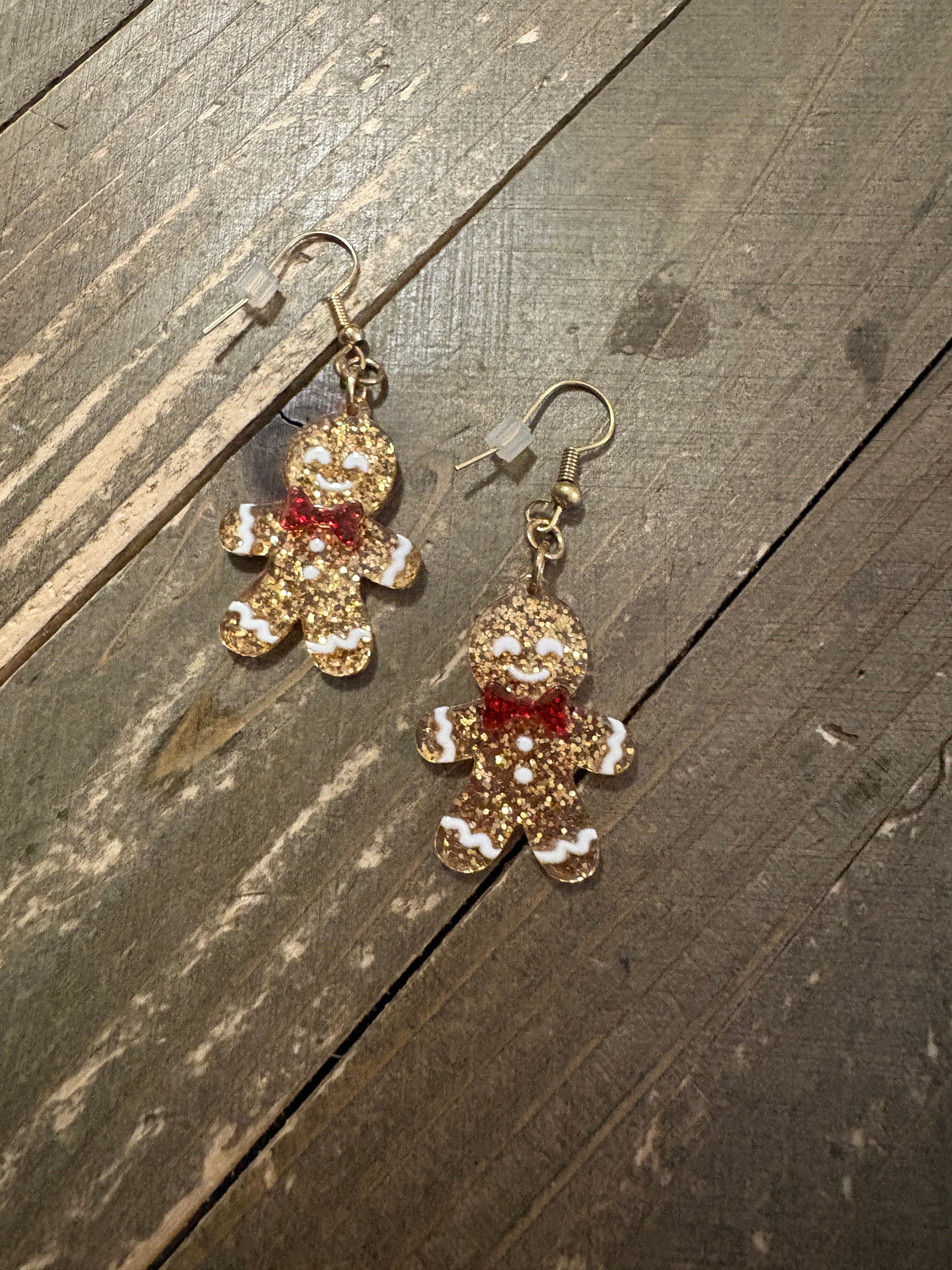 Glitter Gingerbread Man Wire  EarringsPink tiful of LOVE