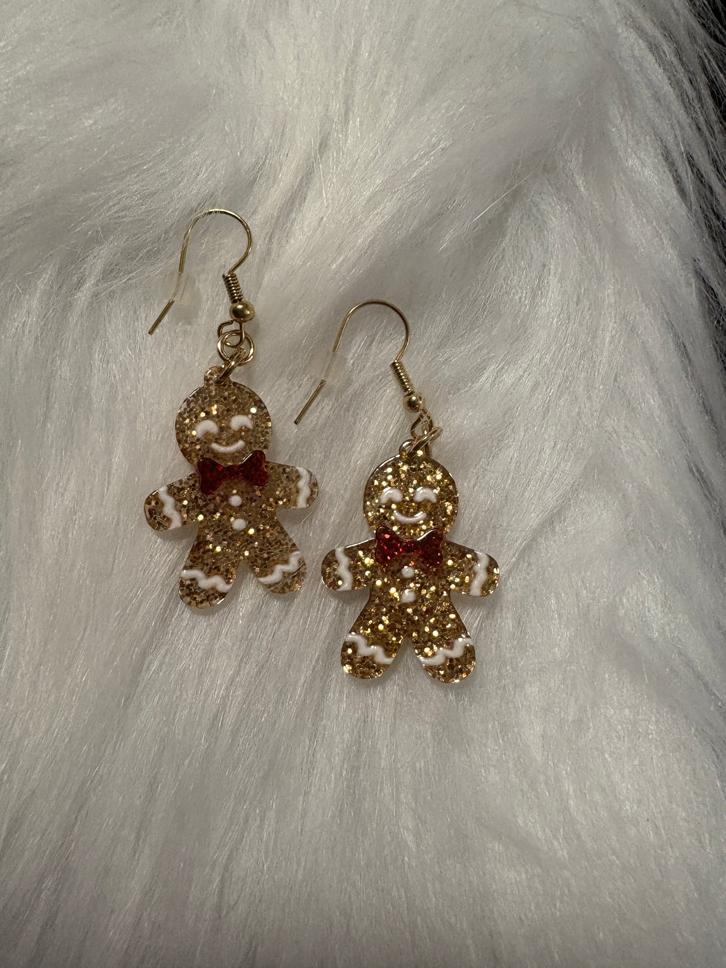 Glitter Gingerbread Man Wire  EarringsPink tiful of LOVE