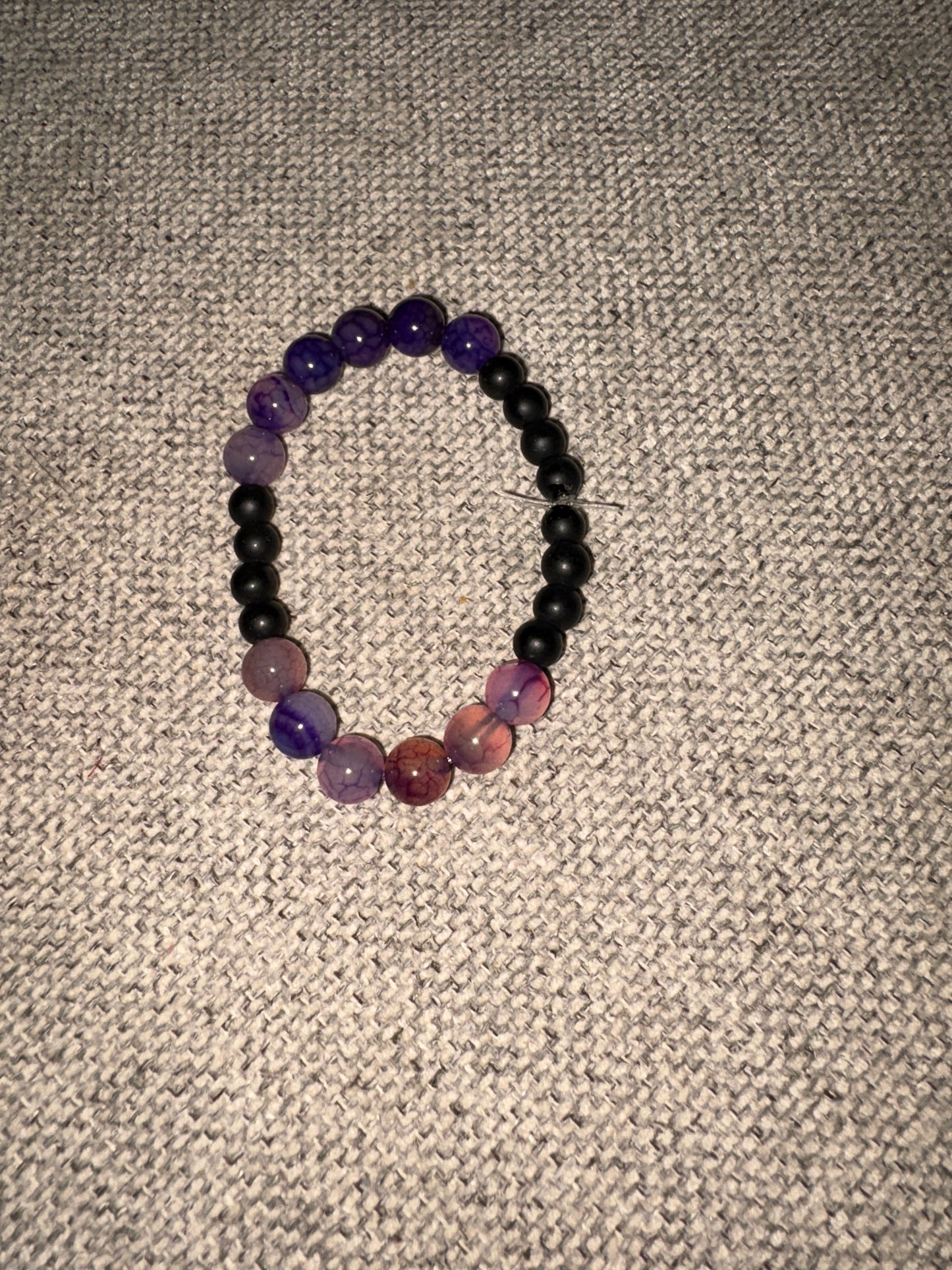 Purple Round Agate Beaded Elastic/Stretch BraceletPink tiful of LOVE