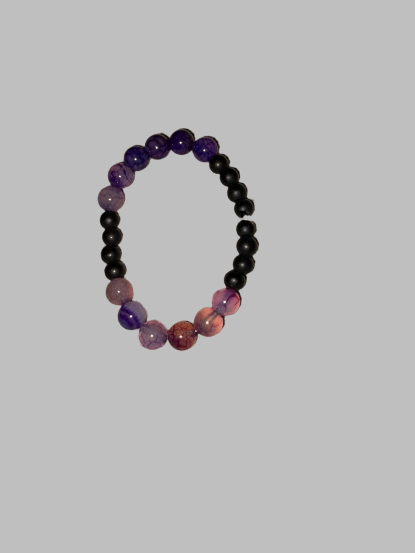 Amethyst & black Round Beaded Elastic/Stretch BraceletPink tiful of LOVE