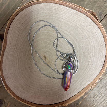 Multi-color Stone DaggerPendant on a Silver chain NecklacePink tiful of LOVE