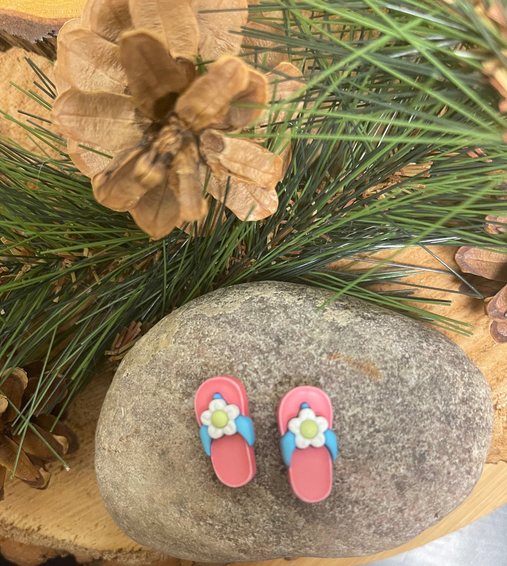Flip Flops-Pink with Flowers Stud EarringsPink tiful of LOVE
