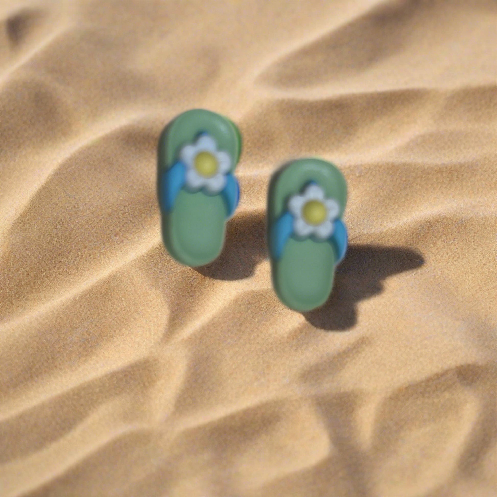 FLIP FLOPS-Green with Flowers Stud EarringsPink tiful of LOVE